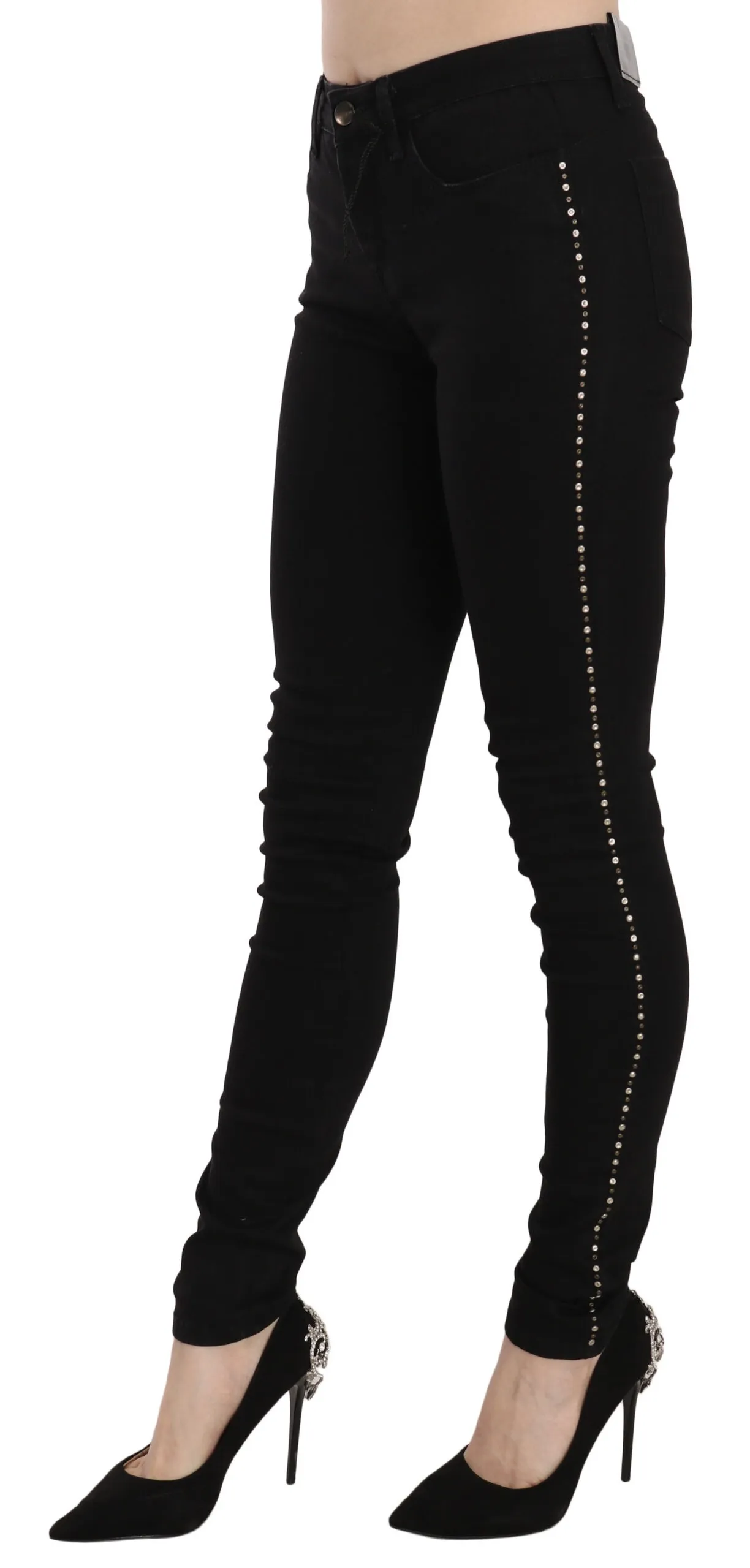 Costume National Women's Chic Mid Waist Skinny Black Denim