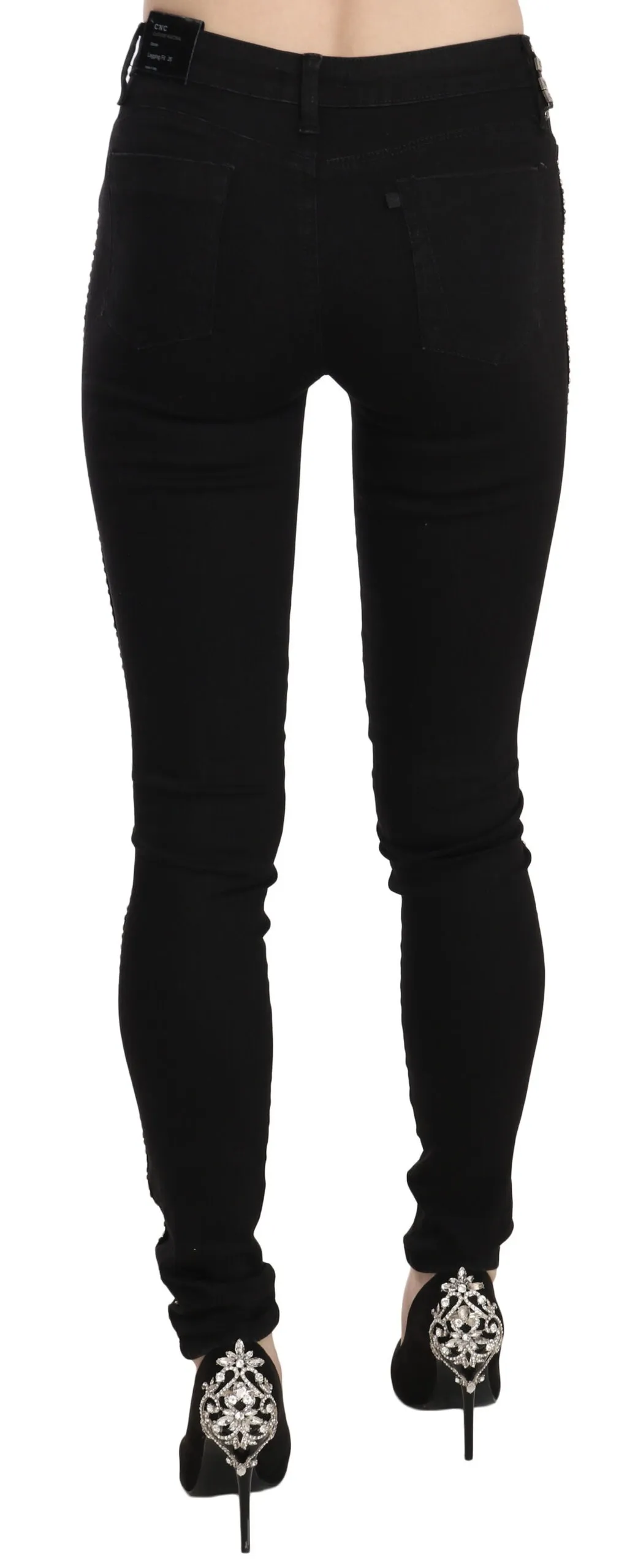 Costume National Women's Chic Mid Waist Skinny Black Denim