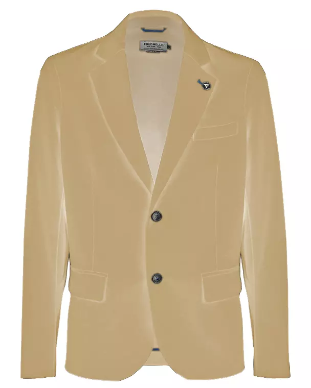 Fred Mello Men's Elegant Beige Cotton Blend Jacket
