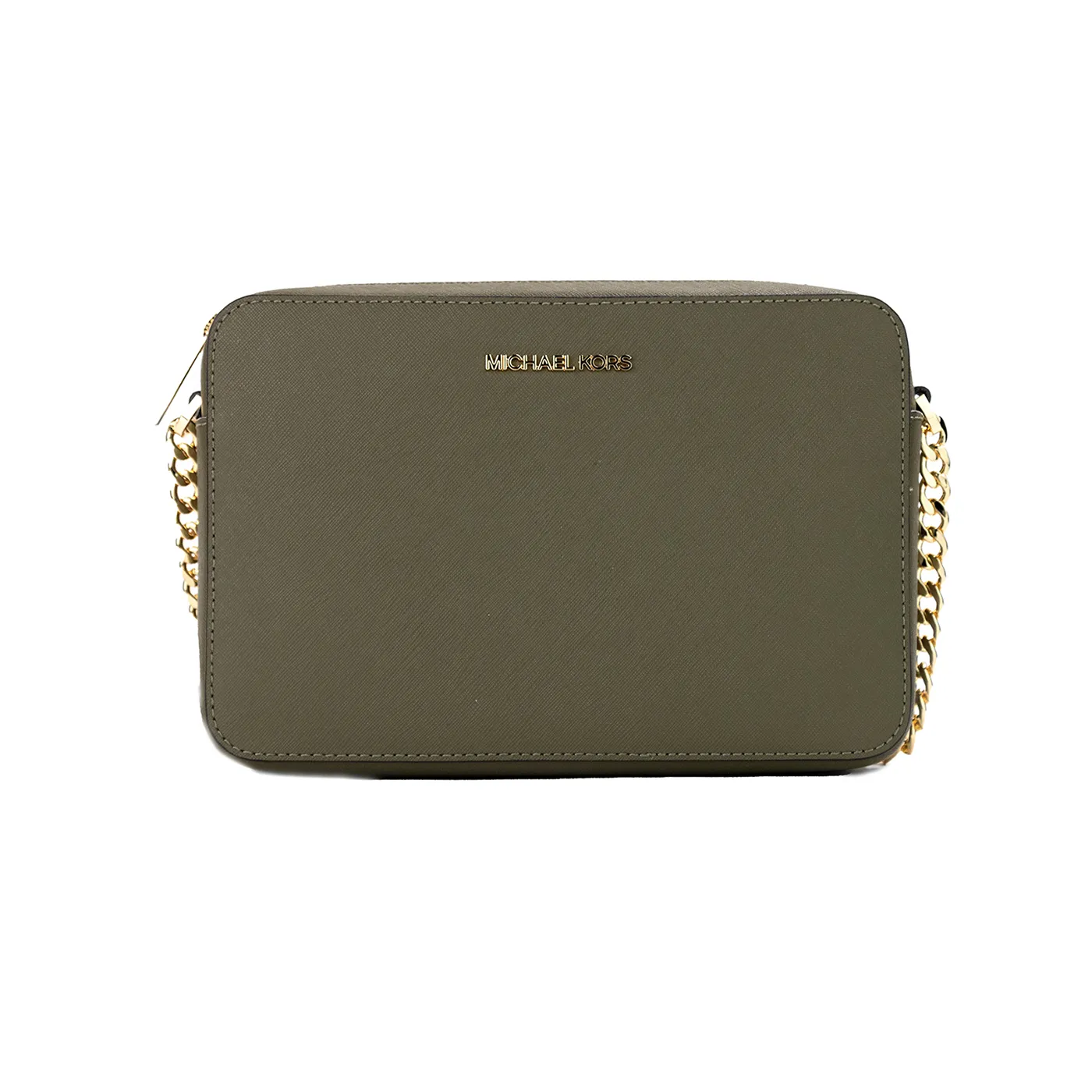 Michael Kors Women's Jet Set Large East West Olive Leather Crossbody Handbag Purse
