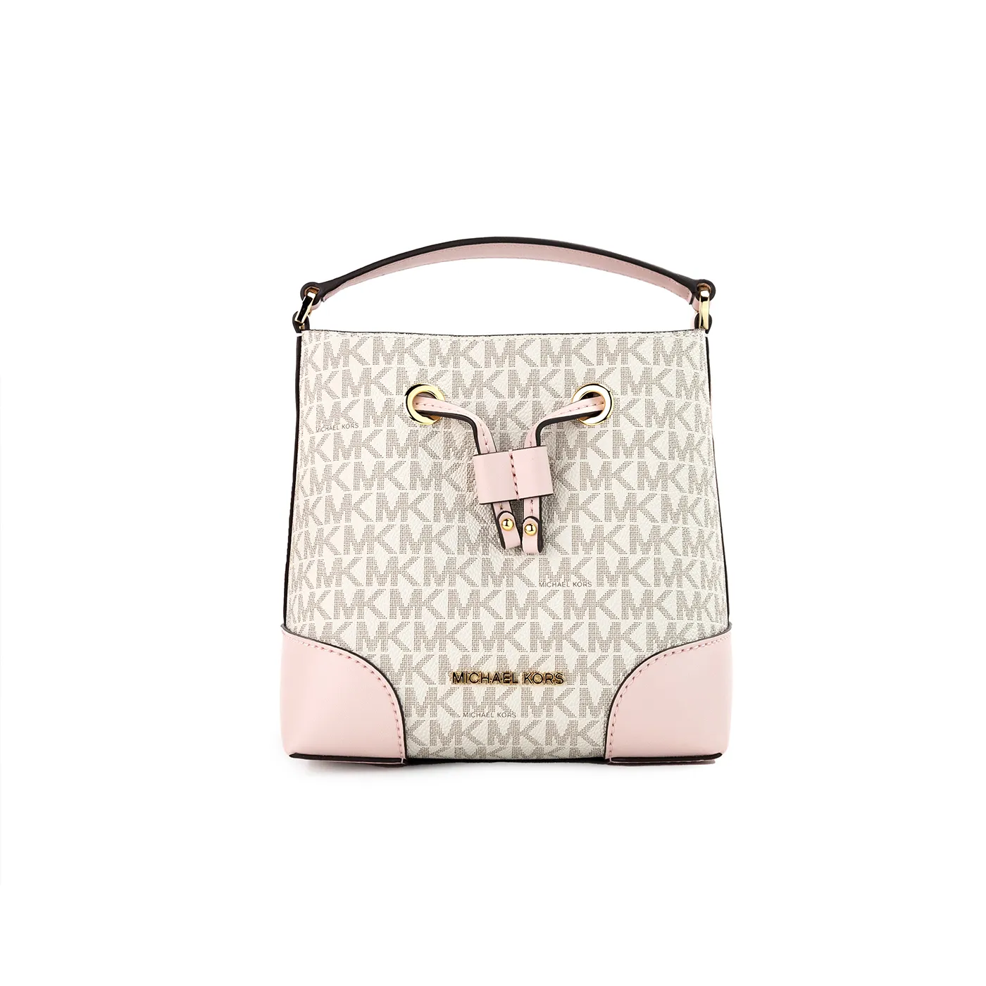 Michael Kors Women's Mercer Small Powder Blush Multi PVC Bucket Crossbody Handbag Purse