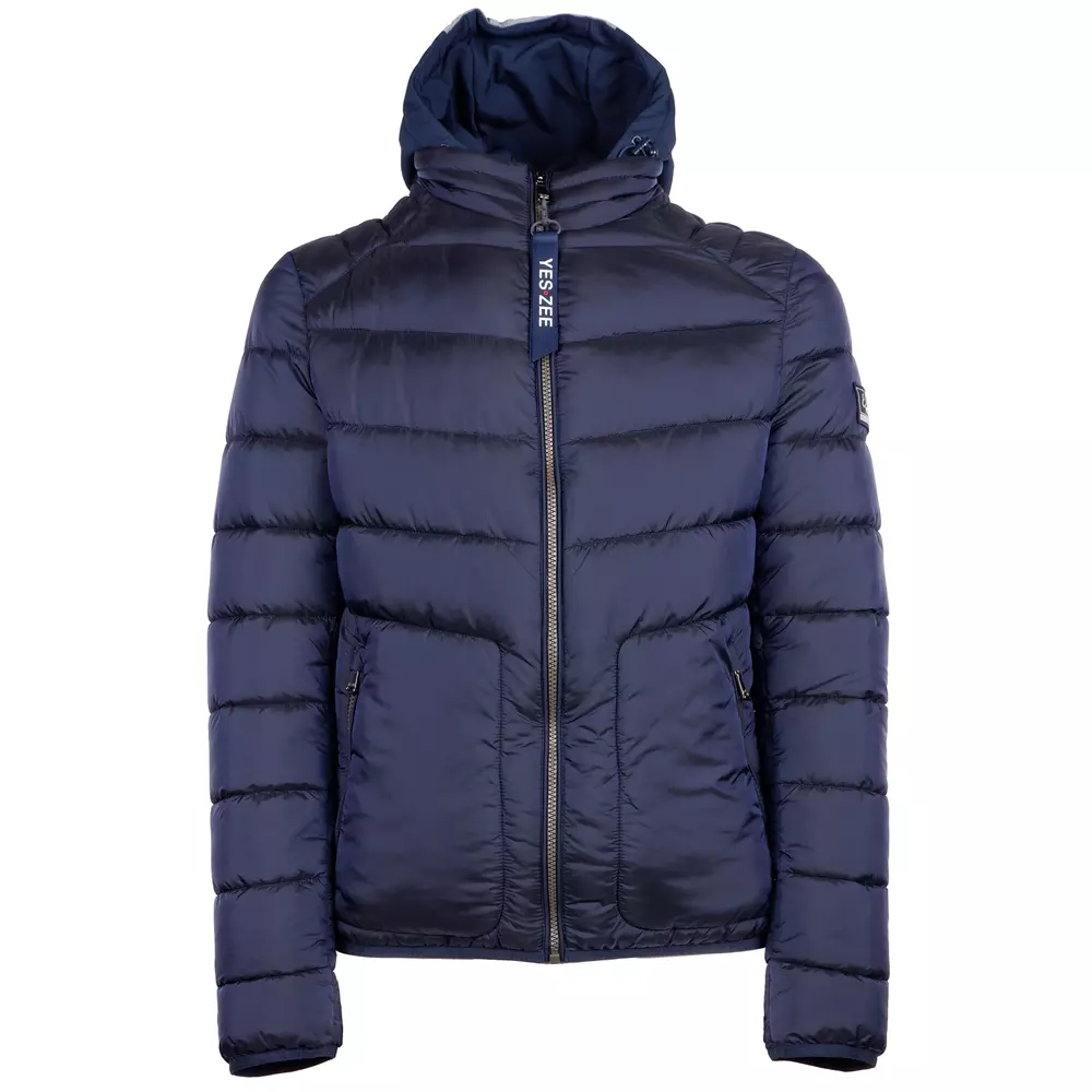 Yes Zee Men's Metallic Blue Hooded Men's Jacket