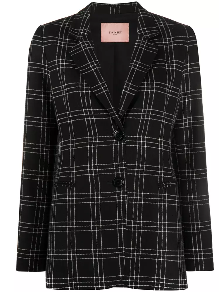 Twinset Women's Elegant Checked Blazer Jacket