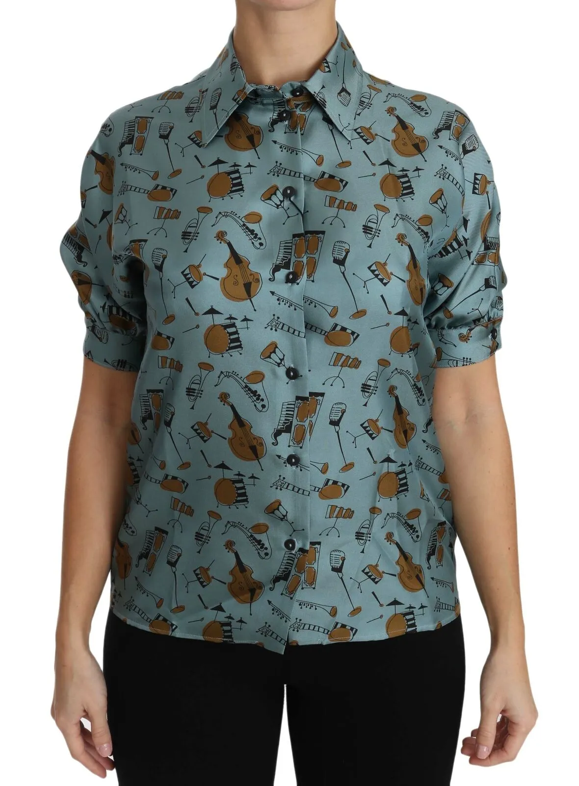 Dolce & Gabbana Women's Elegant Multicolor Silk Blouse with Collar