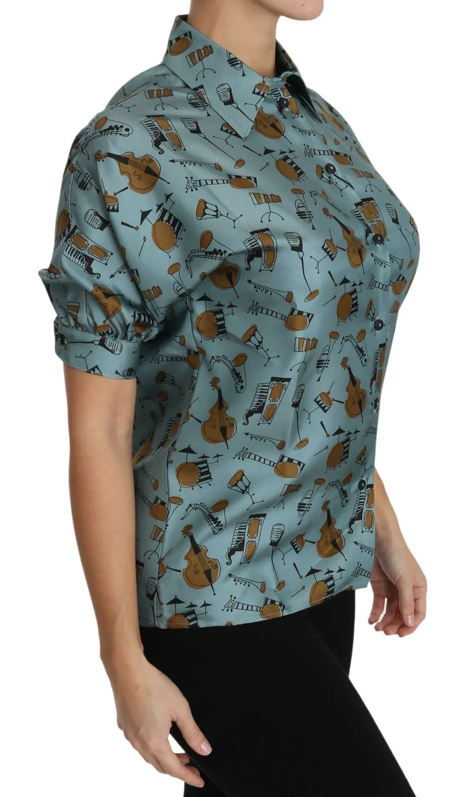 Dolce & Gabbana Women's Elegant Multicolor Silk Blouse with Collar