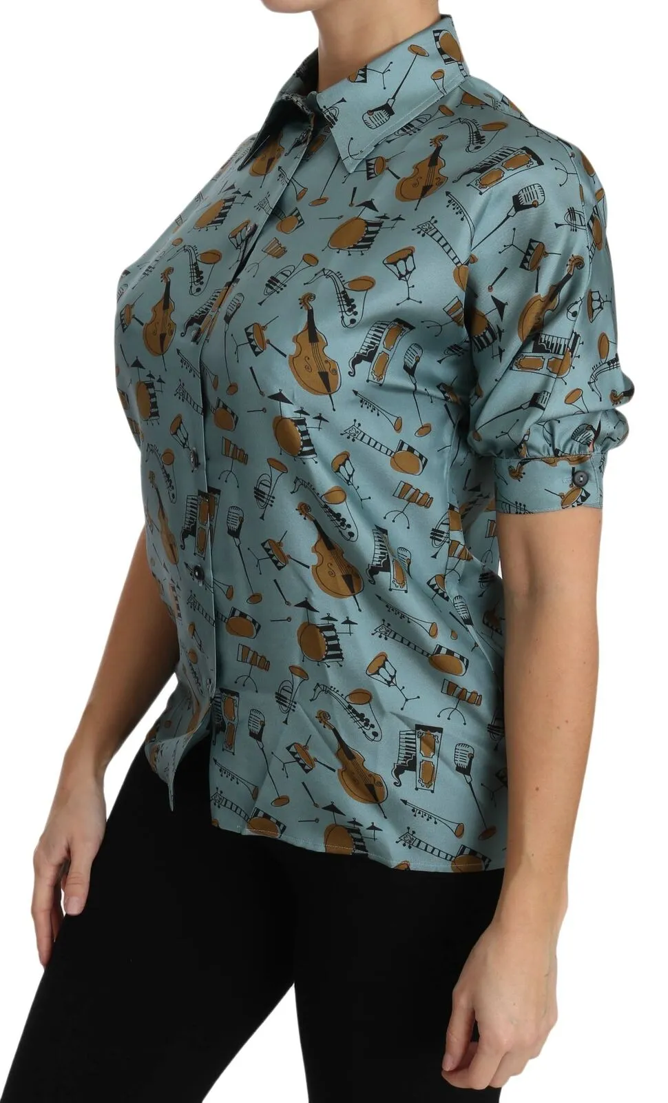 Dolce & Gabbana Women's Elegant Multicolor Silk Blouse with Collar
