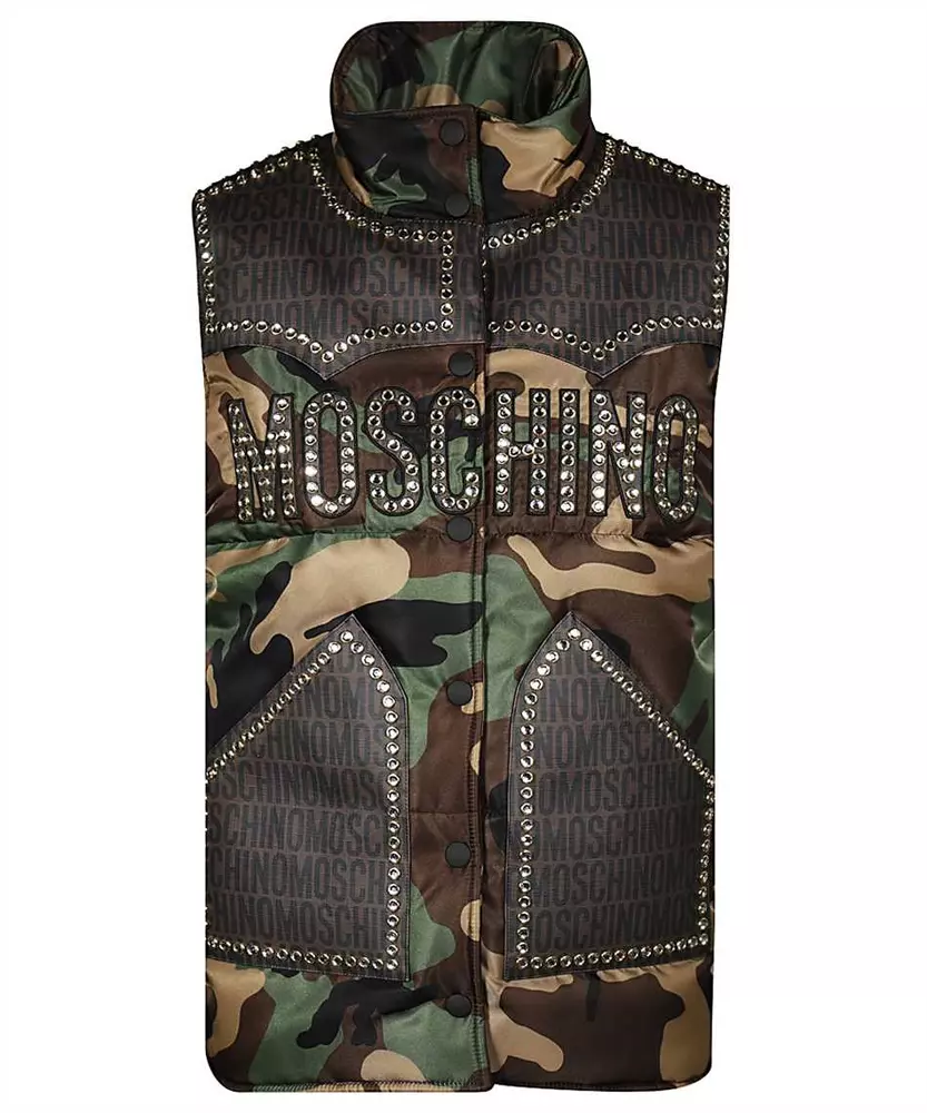 Moschino Couture Women's Army Chic Rhinestone Embellished Vest