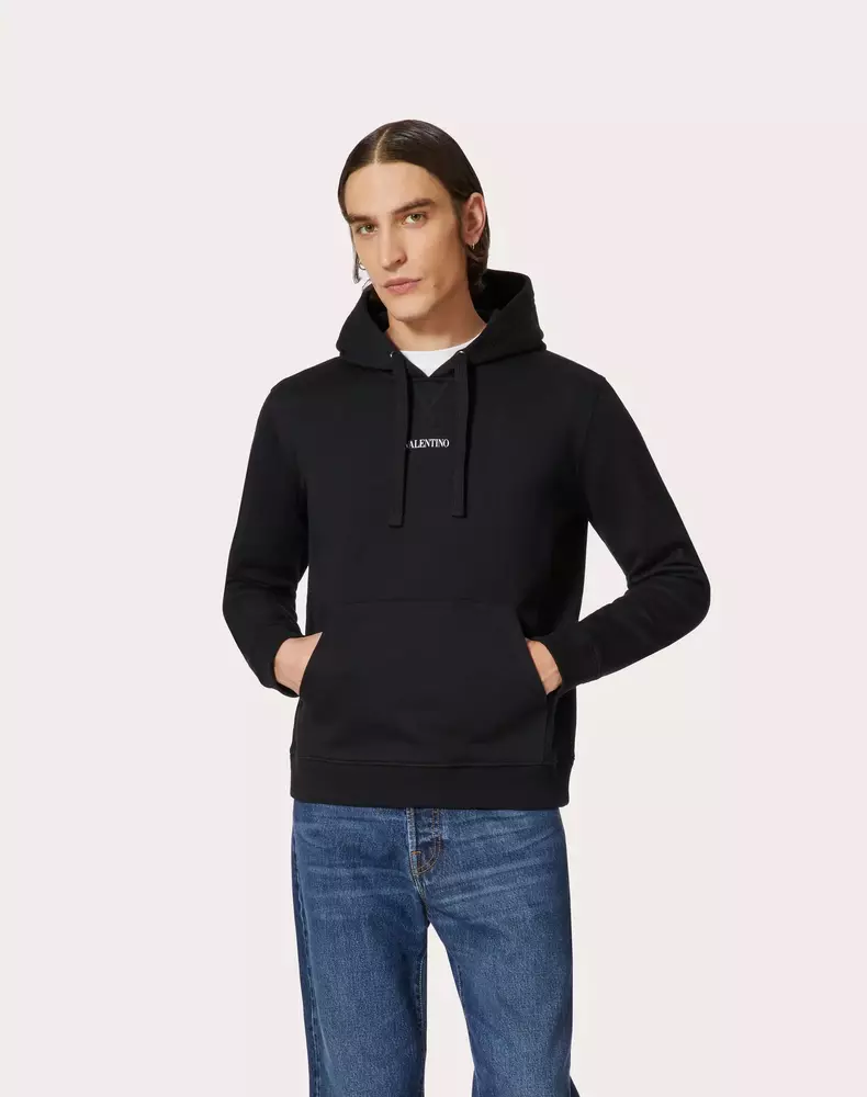 Valentino Men's Elegant Cotton Blend Black Hoodie for Men