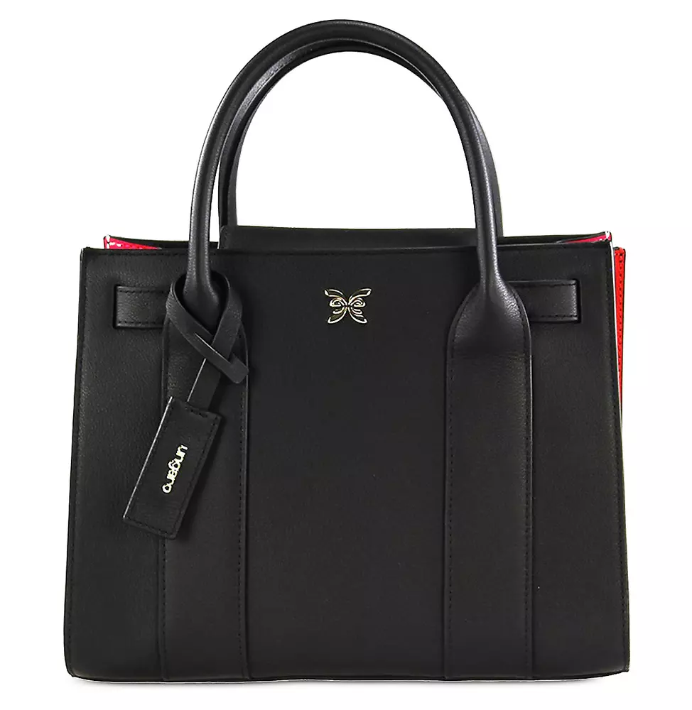 Ungaro Women's Elegant Black Leather Accordion Shoulder Bag