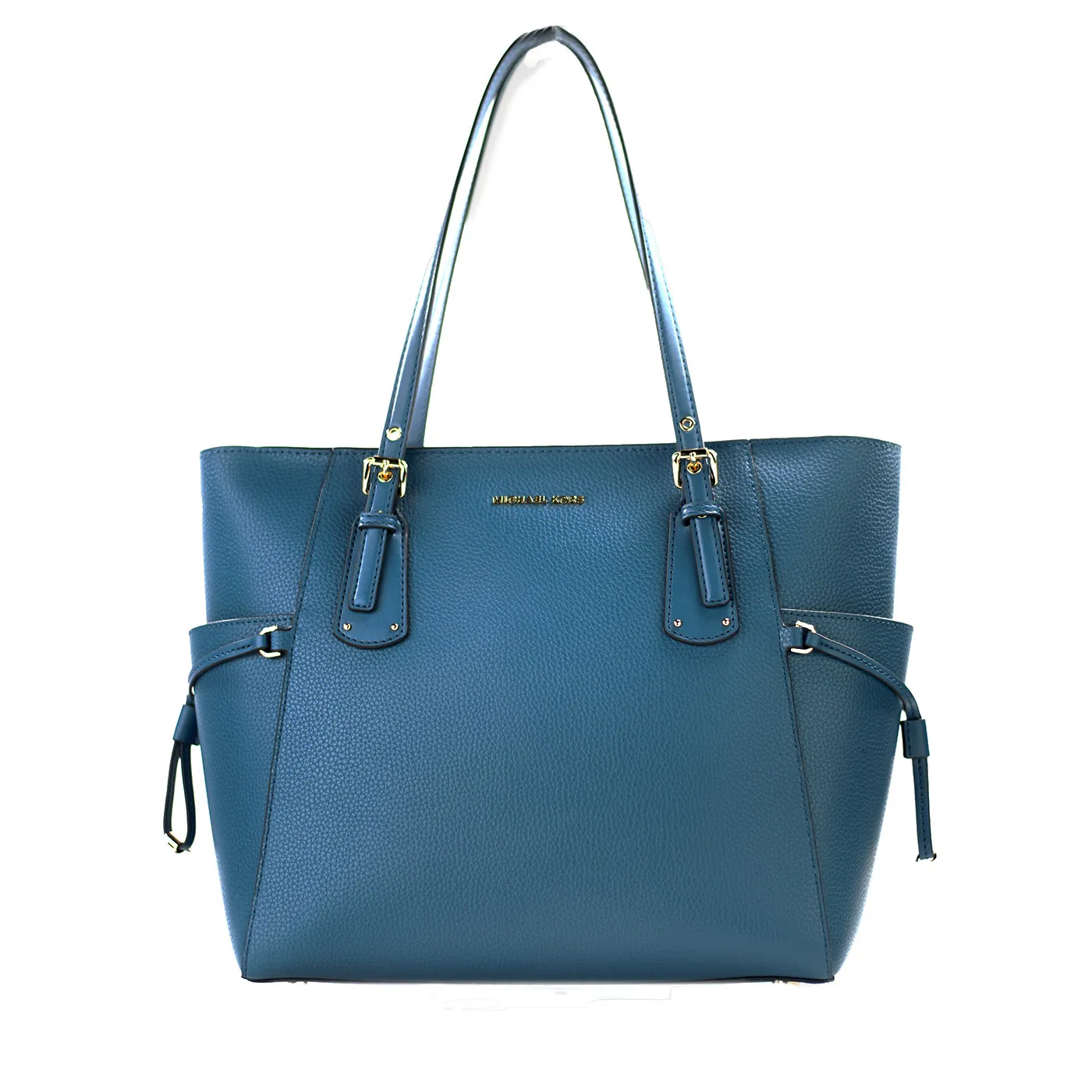 Michael Kors Women's Voyager Large Dark Chambray Pebble Leather East West Tote Bag Purse