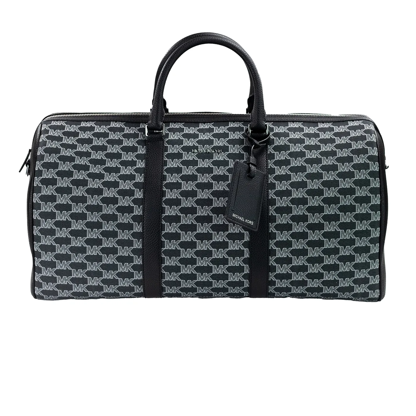 Michael Kors Women's Cooper Black Signature Jacquard Canvas Duffle Travel Luggage Bag