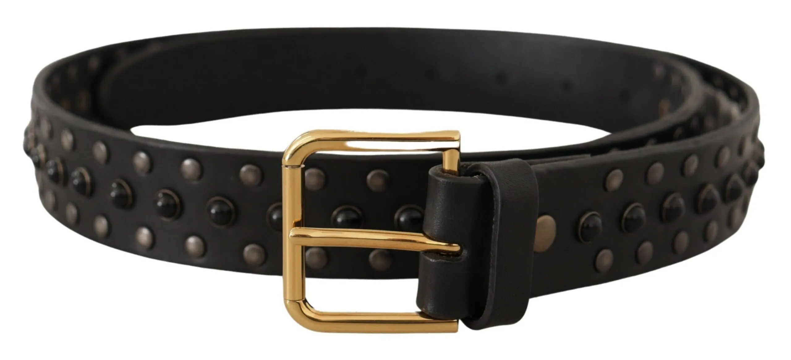 Dolce & Gabbana Men's Elegant Leather Belt with Logo Engraved Buckle