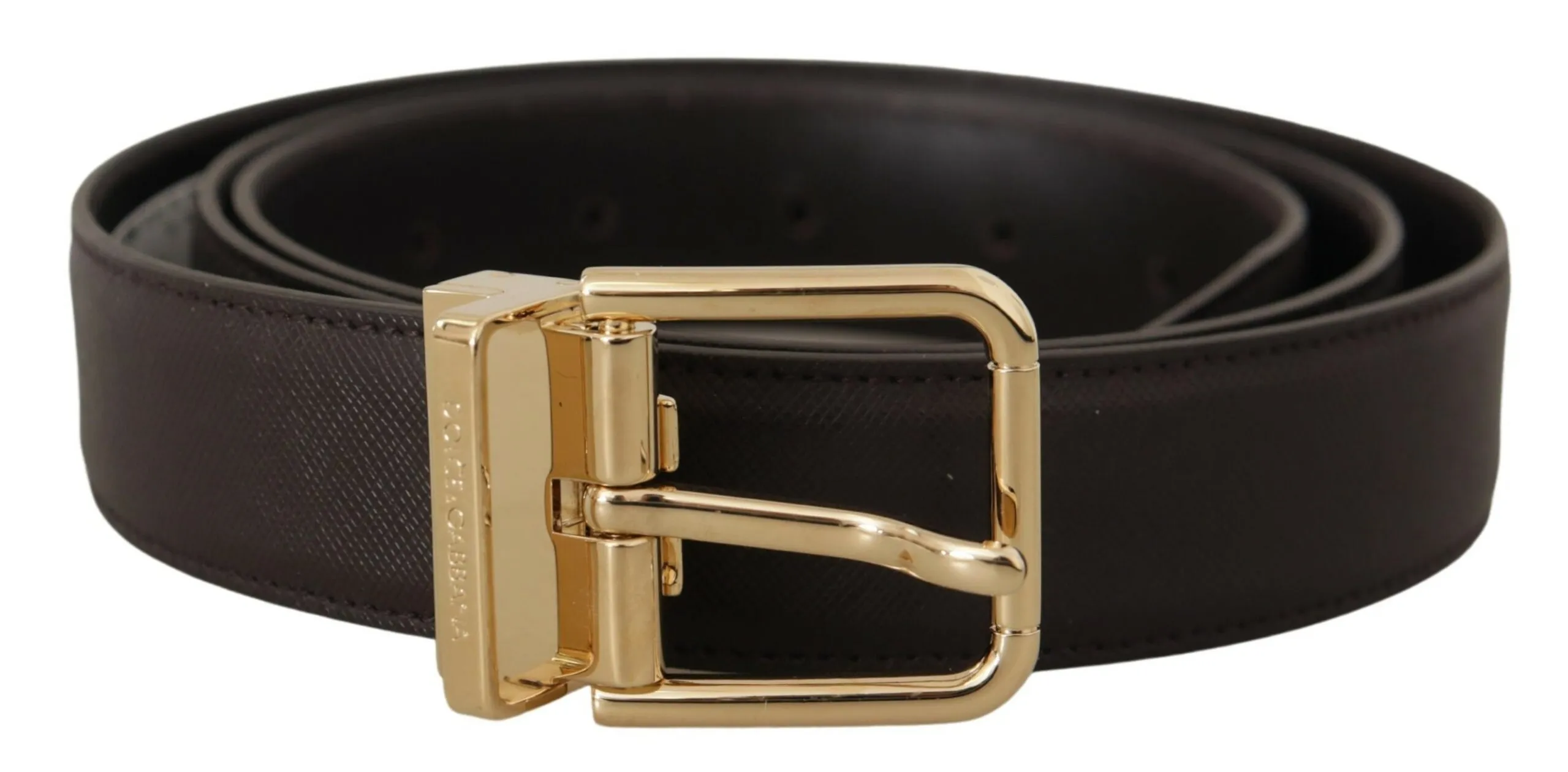 Dolce & Gabbana Men's Elegant Leather Logo Engraved Belt