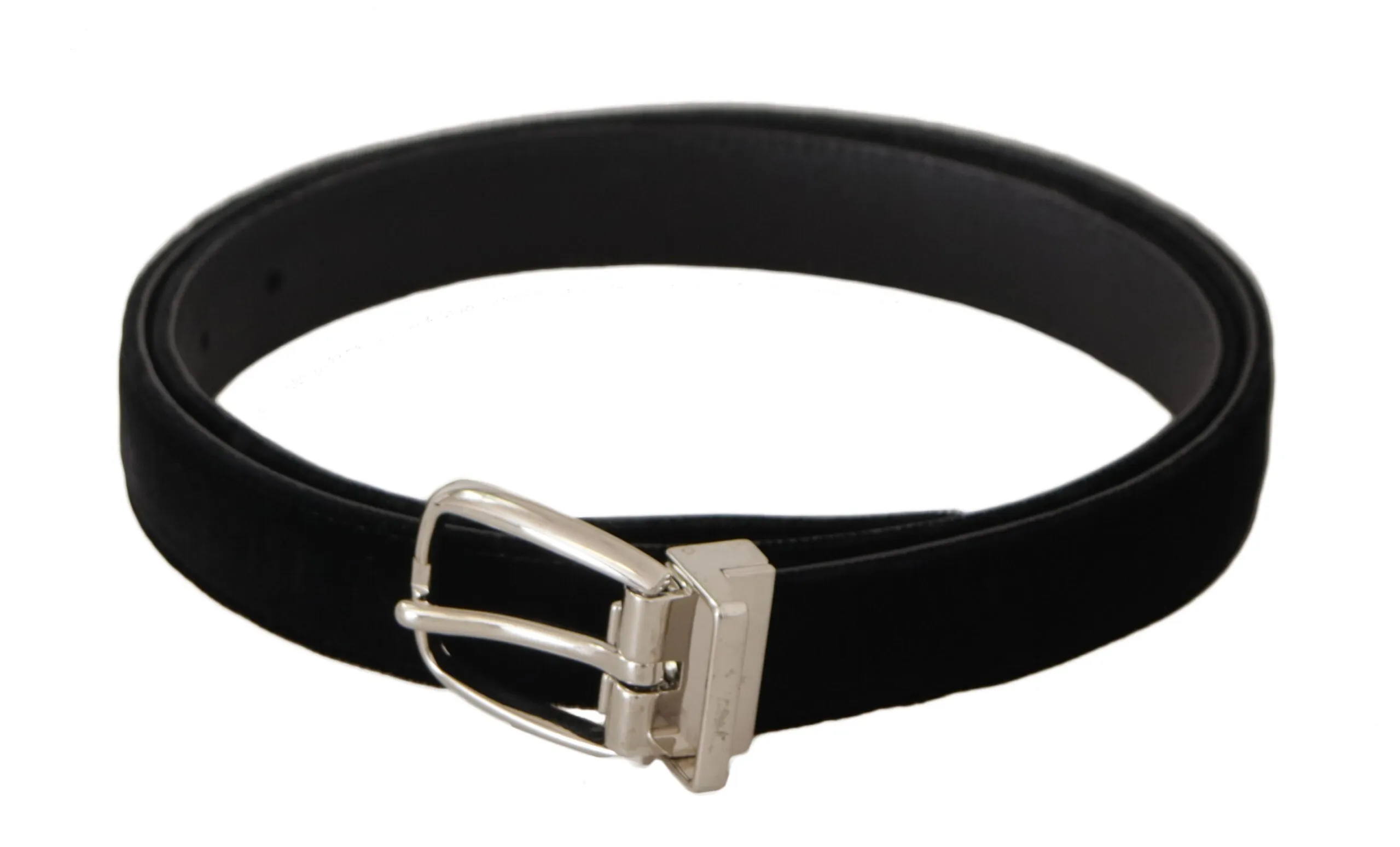 Dolce & Gabbana Men's Elegant Velvet Black Belt with Logo Buckle