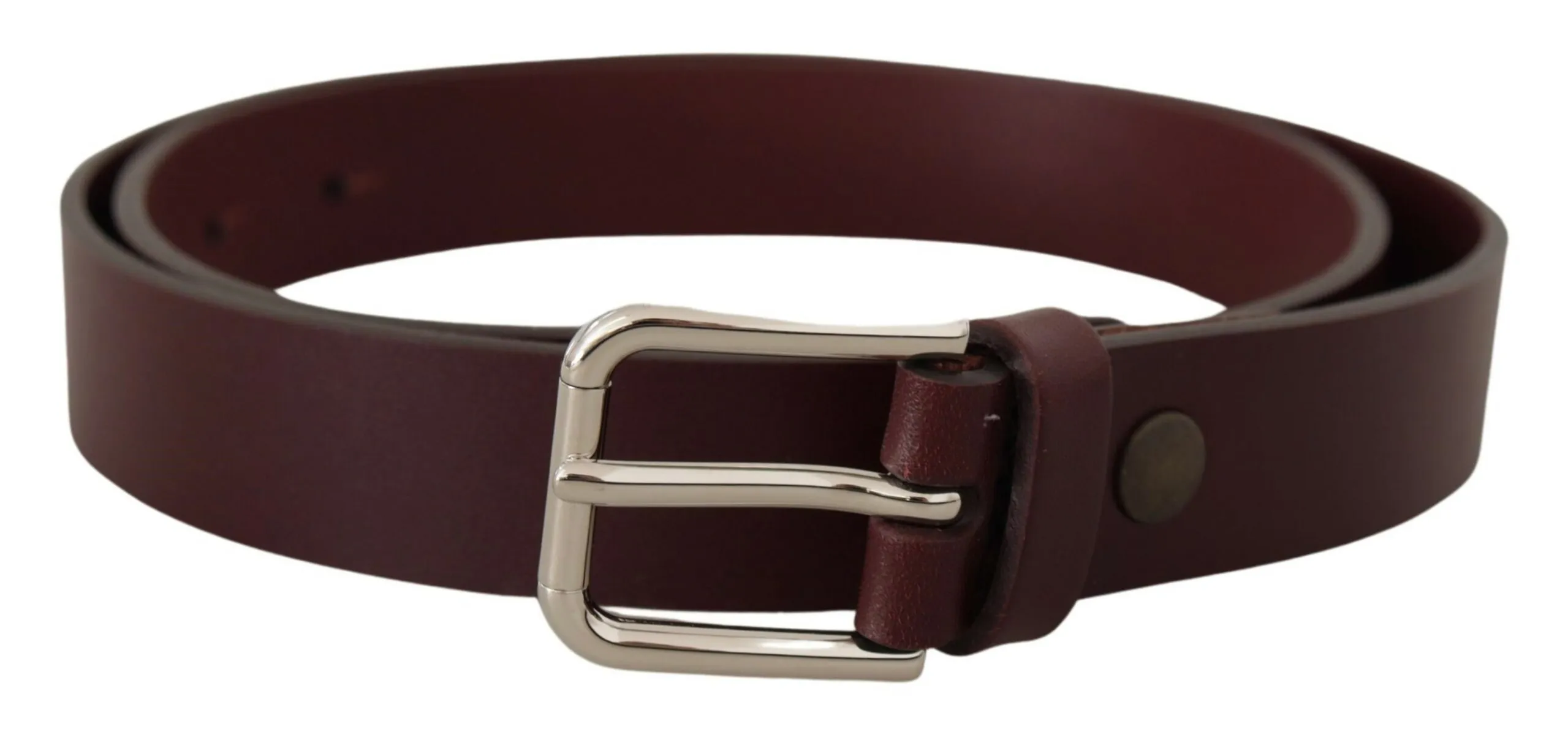 Dolce & Gabbana Men's Maroon Luxe Leather Belt with Metal Buckle