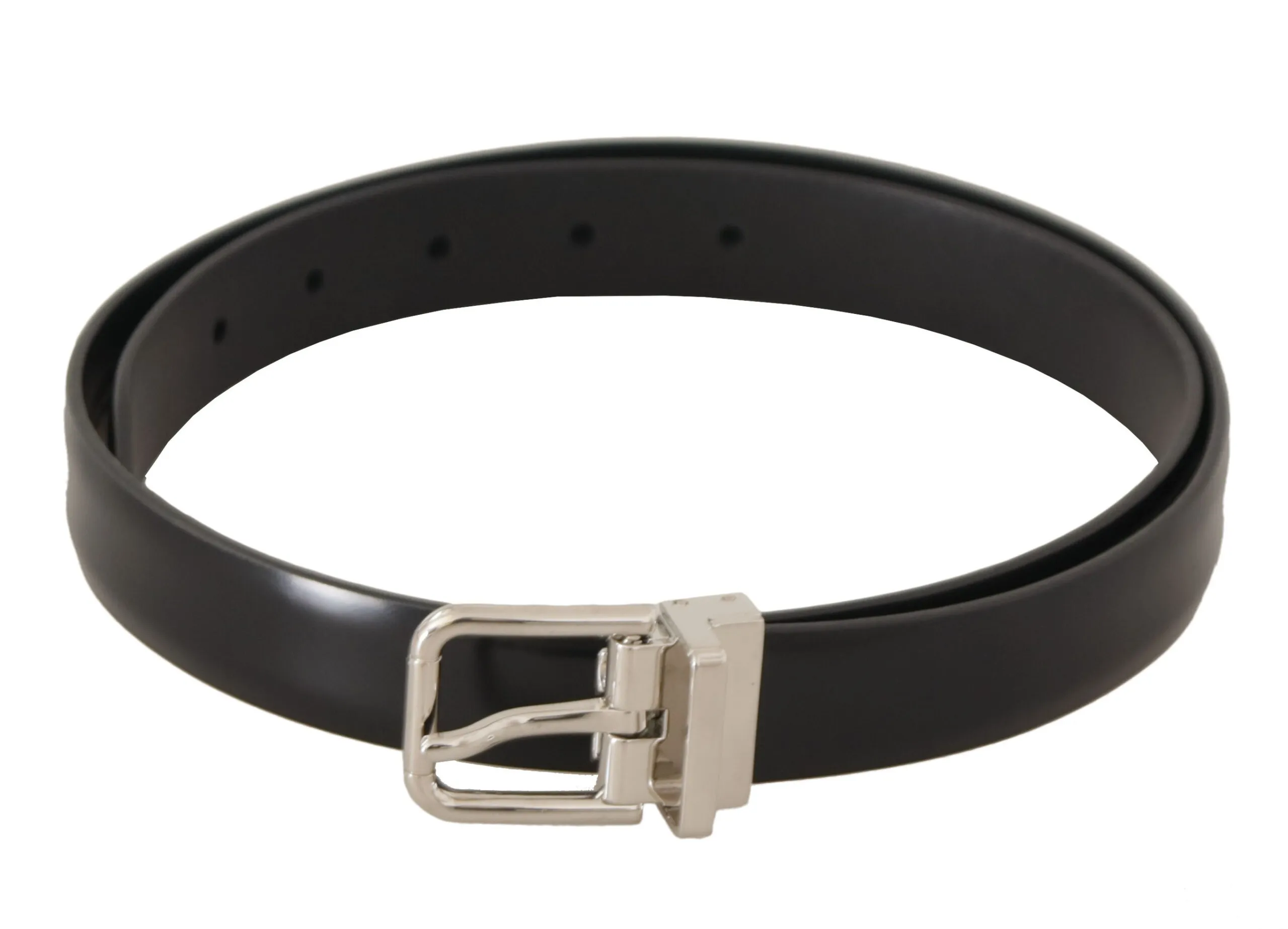 Dolce & Gabbana Men's Elegant Black Leather Belt with Metal Buckle