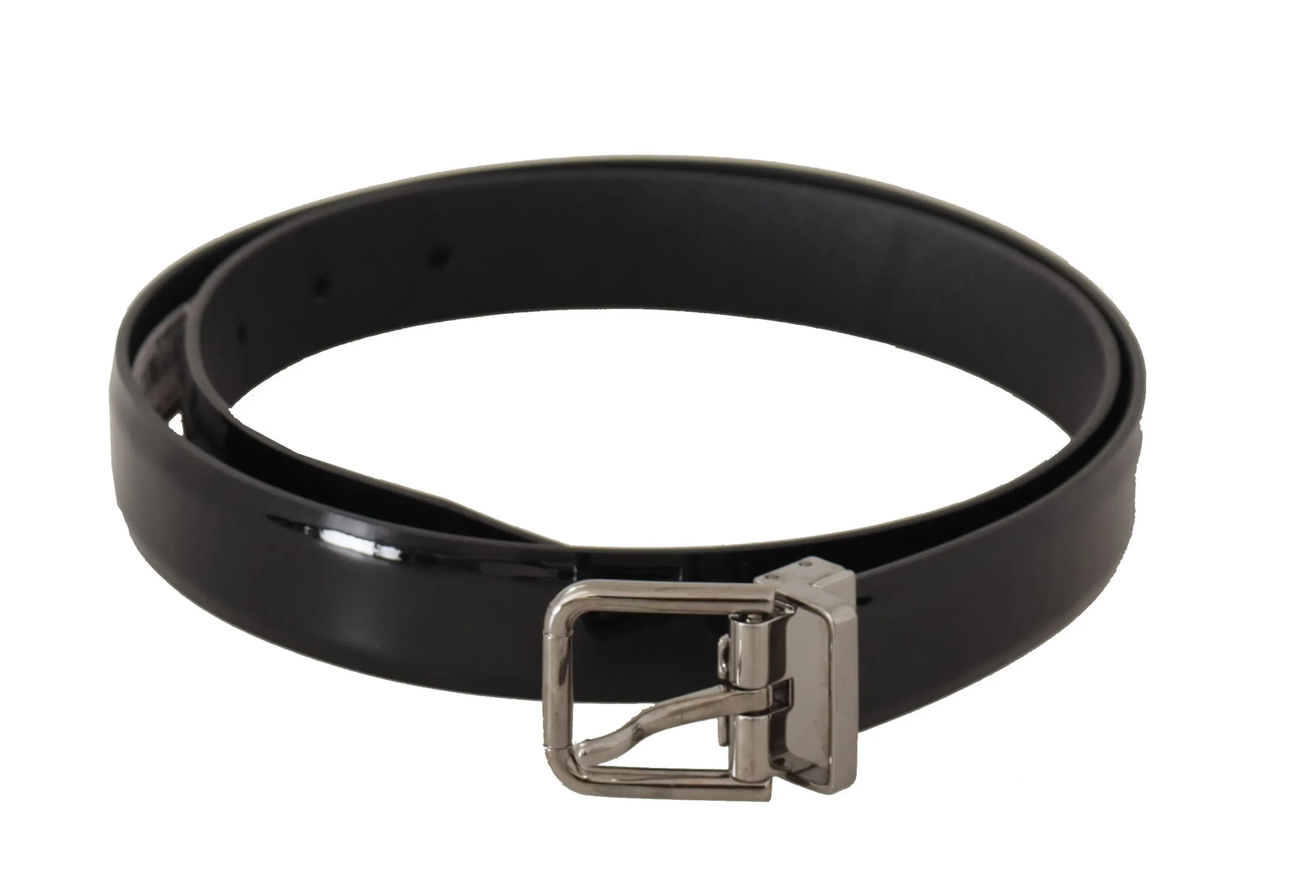 Dolce & Gabbana Men's Elegant Black Leather Belt with Metal Buckle