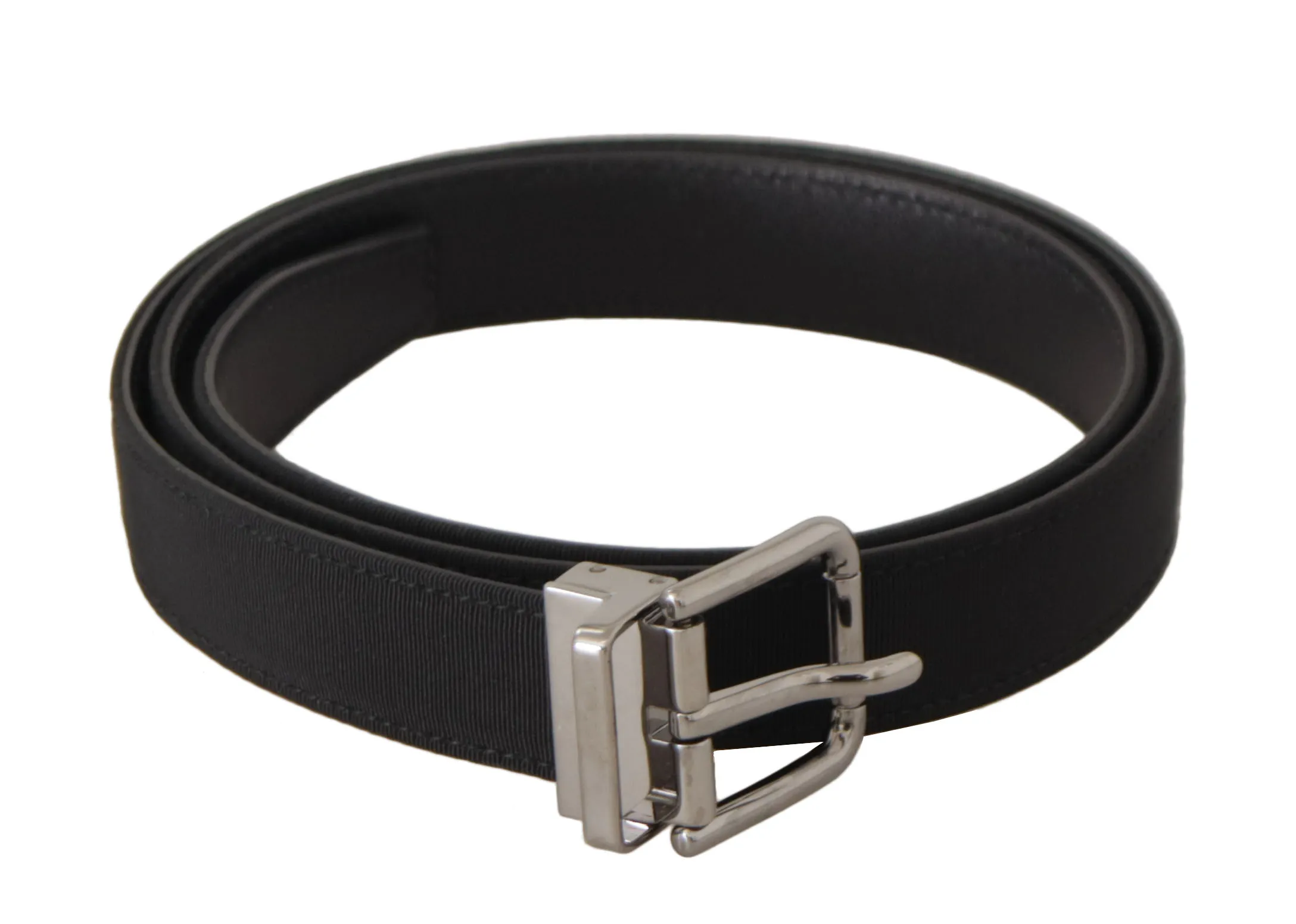 Dolce & Gabbana Men's Elegant Black Leather Belt with Metal Buckle