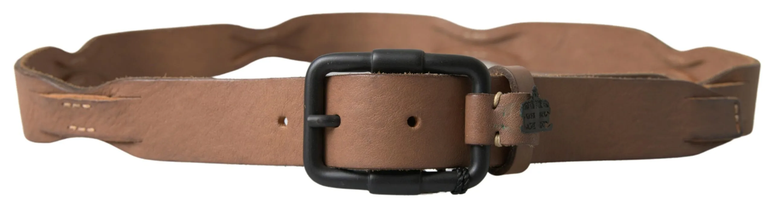 Ermanno Scervino Men's Elegant Brown Leather Waist Belt with Black Metal Buckle