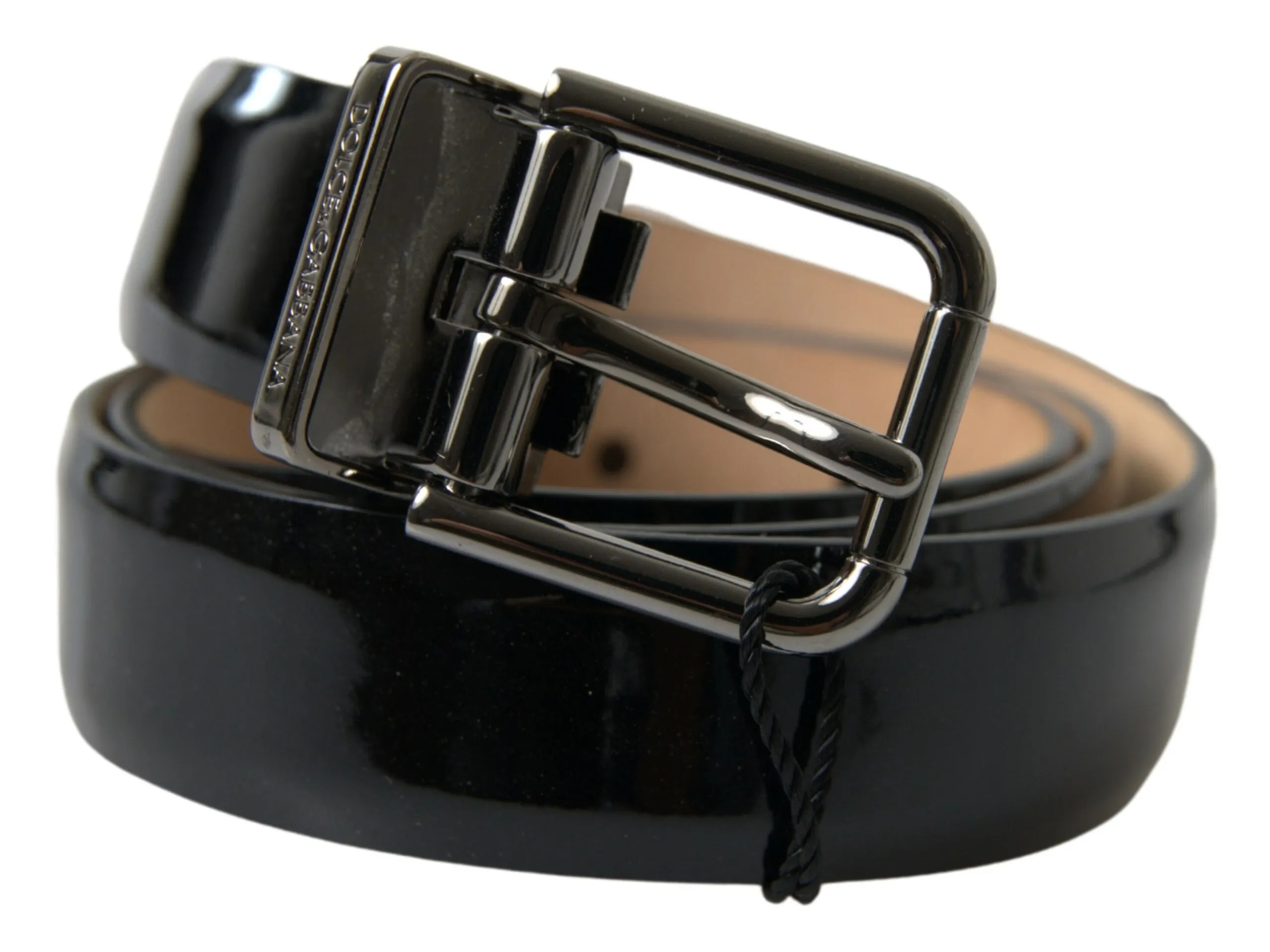 Dolce & Gabbana Men's Elegant Black Leather Belt with Metal Buckle