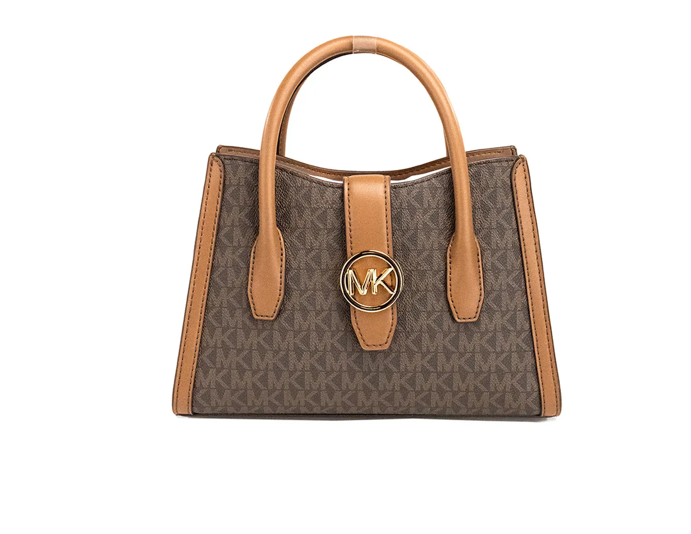 Michael Kors Women's Gabby Small Brown PVC Top Zip Satchel Crossbody Bag Purse