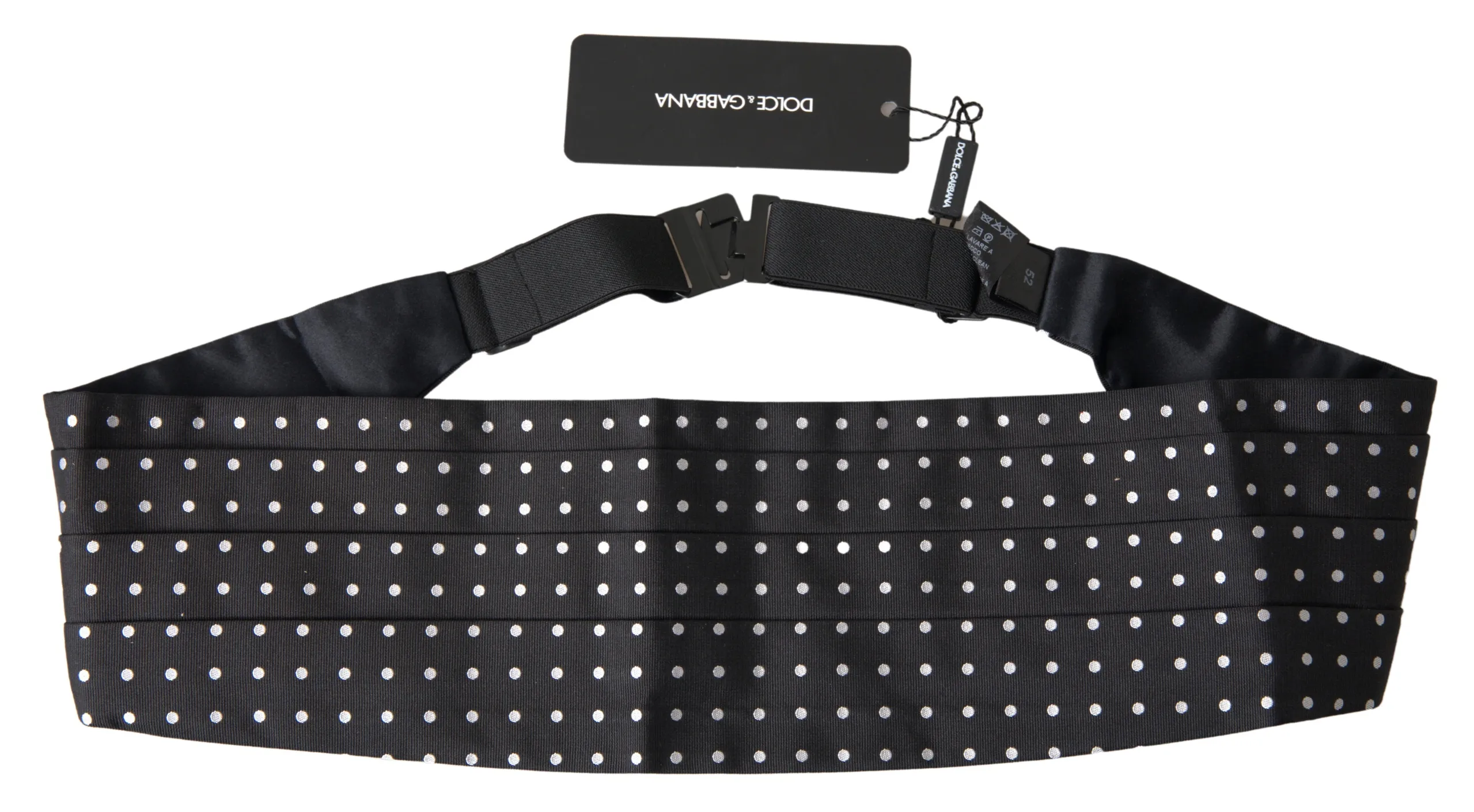 Dolce & Gabbana Men's Elegant Silk Black & White Polka Dot Cummerbund