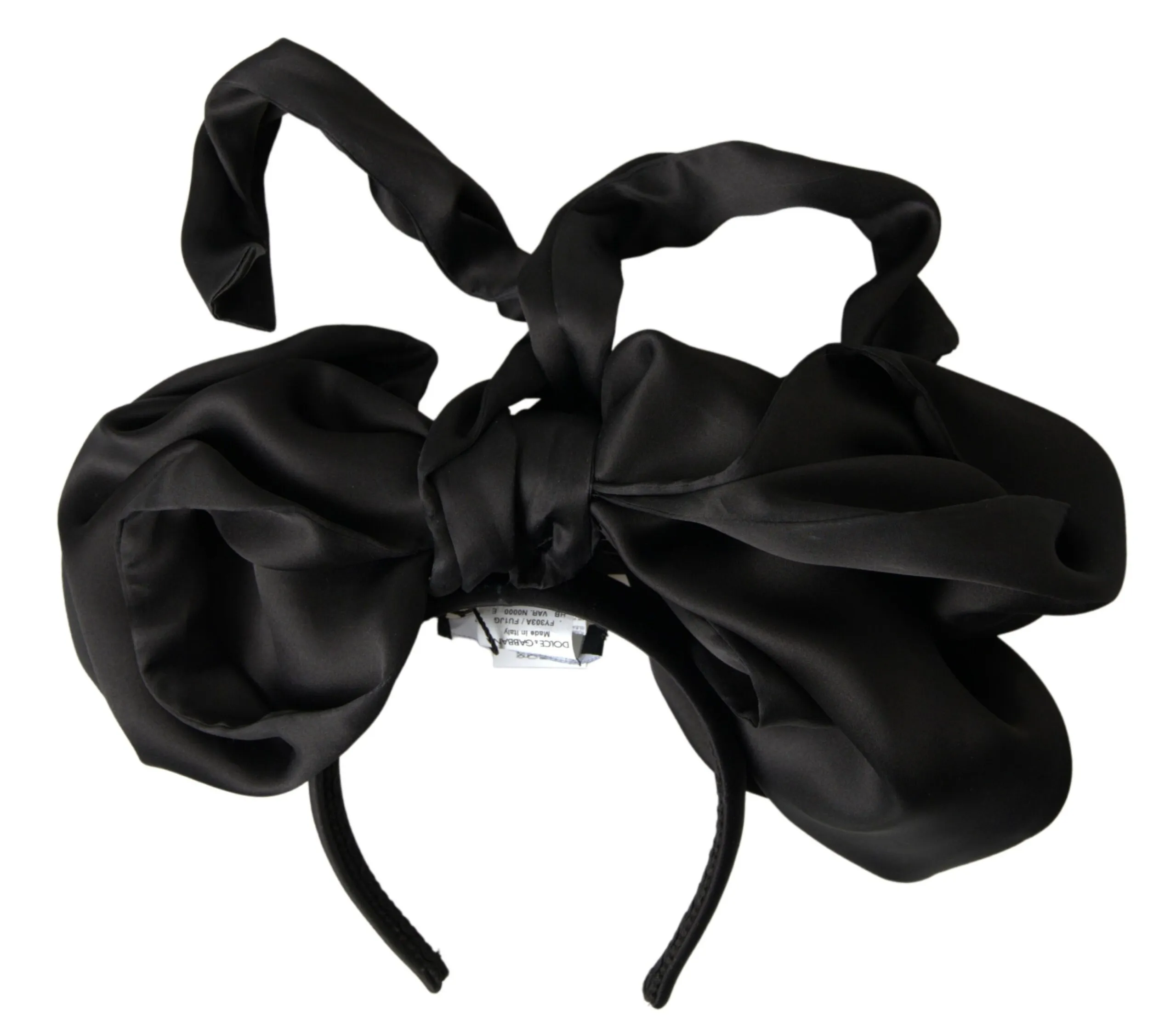 Dolce & Gabbana Women's Elegant Silk Black Bow Diadem Headpiece