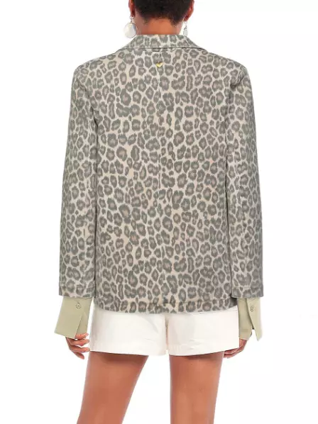 Twinset Women's Chic Leopard Print One-Button Jacket