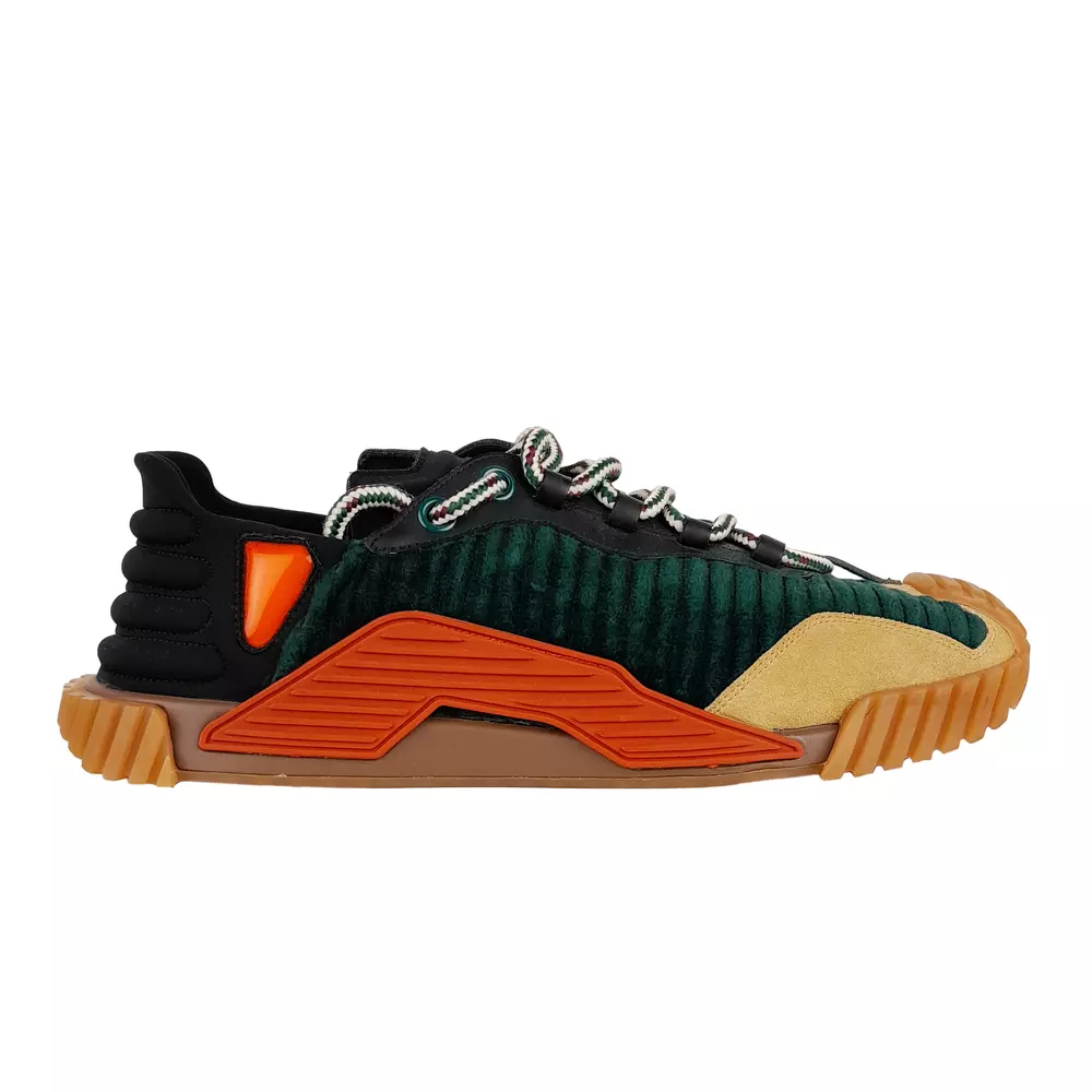 Dolce & Gabbana Men's Multicolor Calfskin & Corduroy Low Top Sneakers