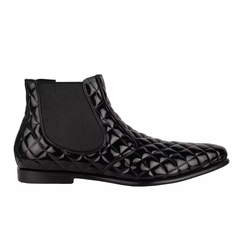 Dolce & Gabbana Men's Quilted Calfskin Leather Beatles Ankle Boot