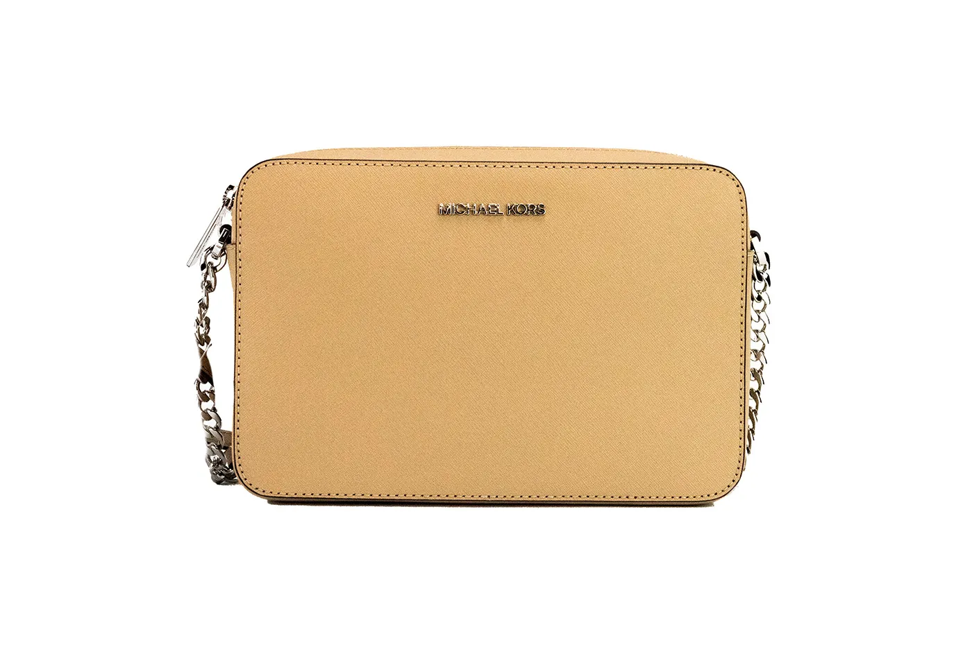 Michael Kors Women's Jet Set Large East West Camel Saffiano Leather Crossbody Bag Purse