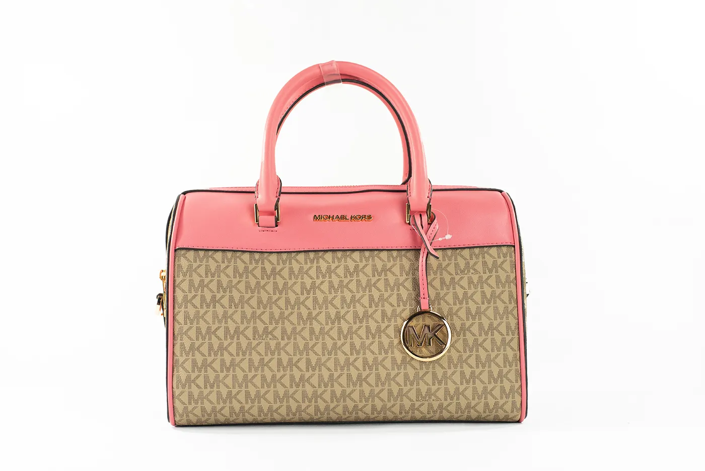 Michael Kors Women's Travel Medium Tea Rose Signature PVC Duffle Crossbody Bag Purse