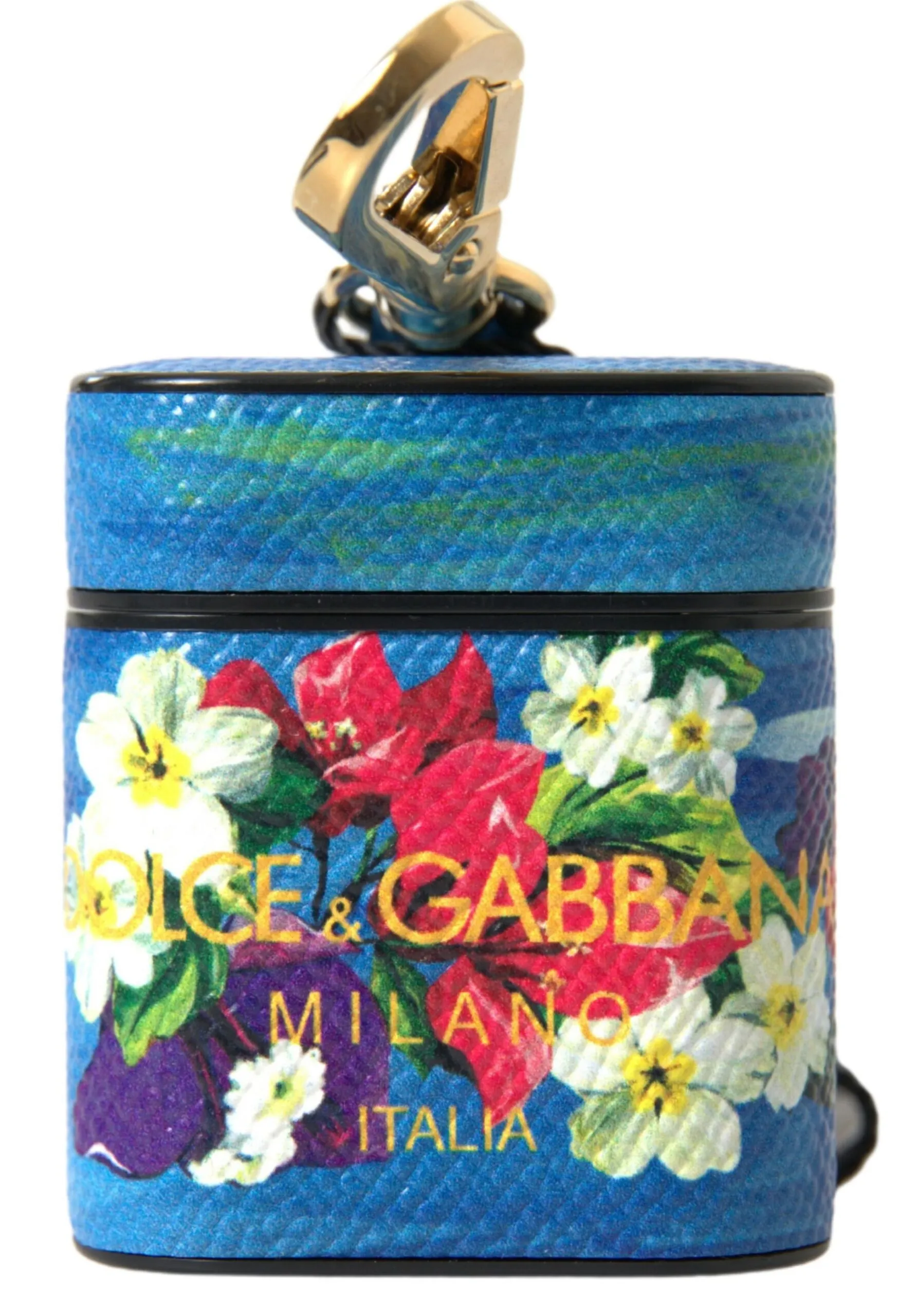 Dolce & Gabbana Women's Chic Blue Floral Leather Airpods Case