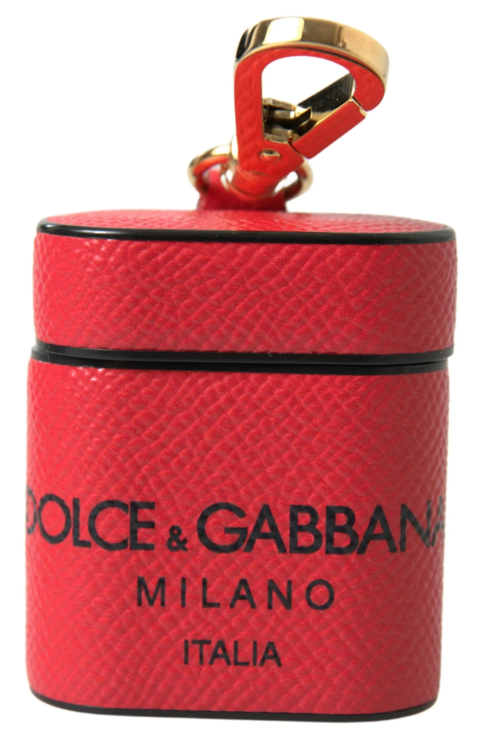 Dolce & Gabbana Women's Elegant Leather Airpods Case in Black and Red