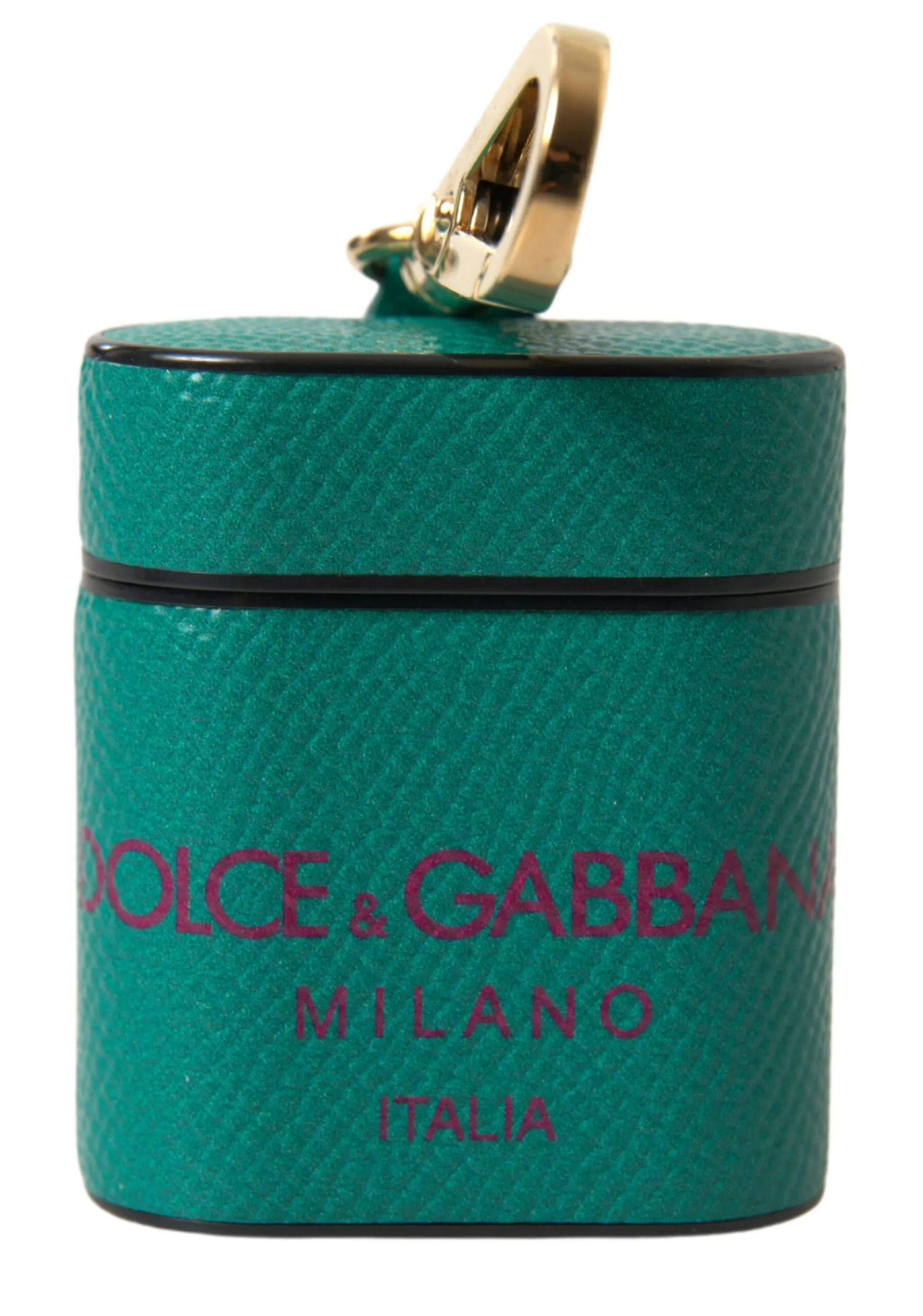 Dolce & Gabbana Women's Elegant Leather Airpods Case in Green and Maroon