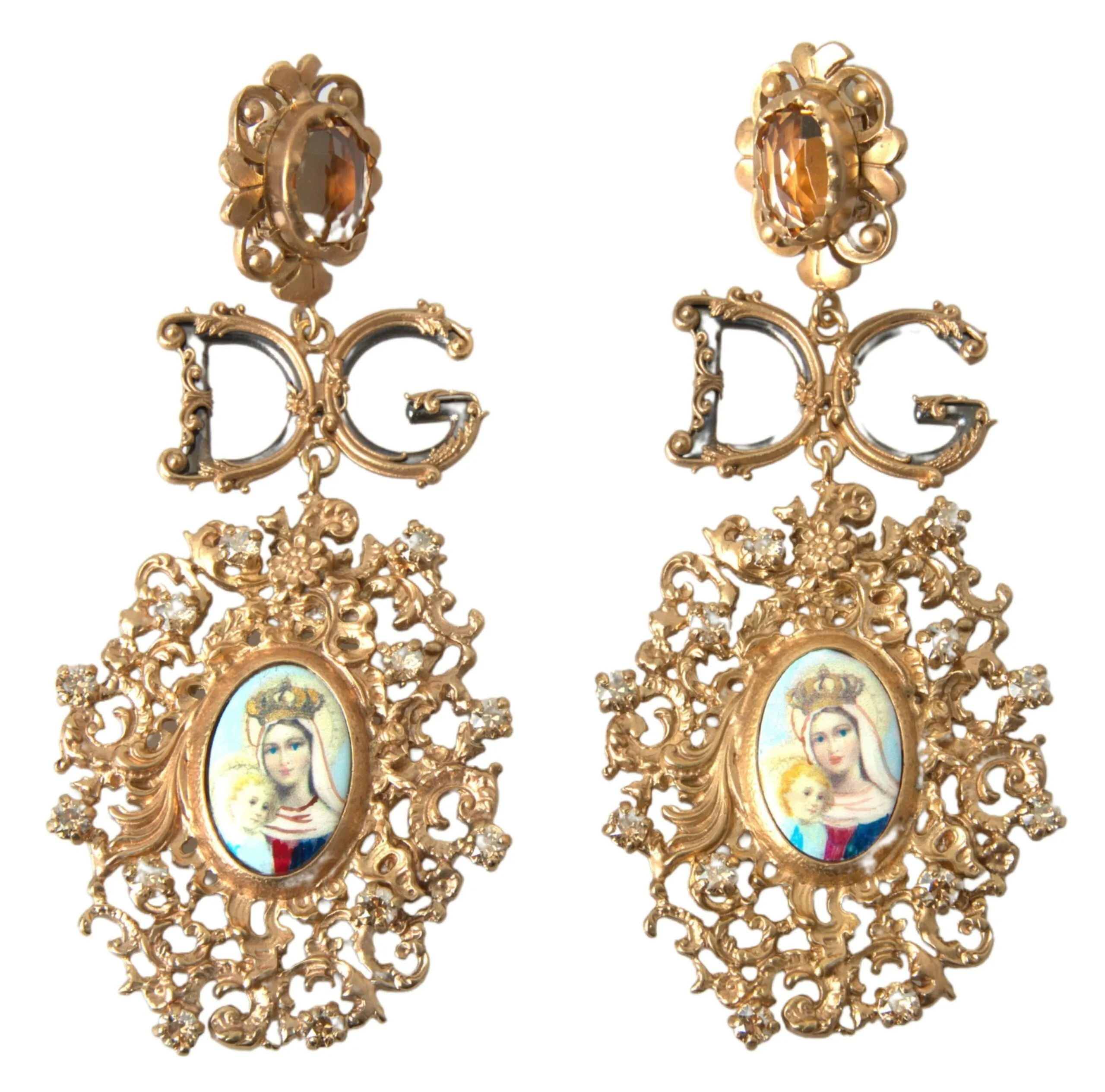 Dolce & Gabbana Women's Elegant Gold Crystal Clip-On Earrings