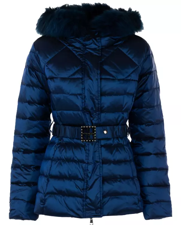 Liu Jo Women's Chic Blue Short Down Jacket with Eco-Fur Hood