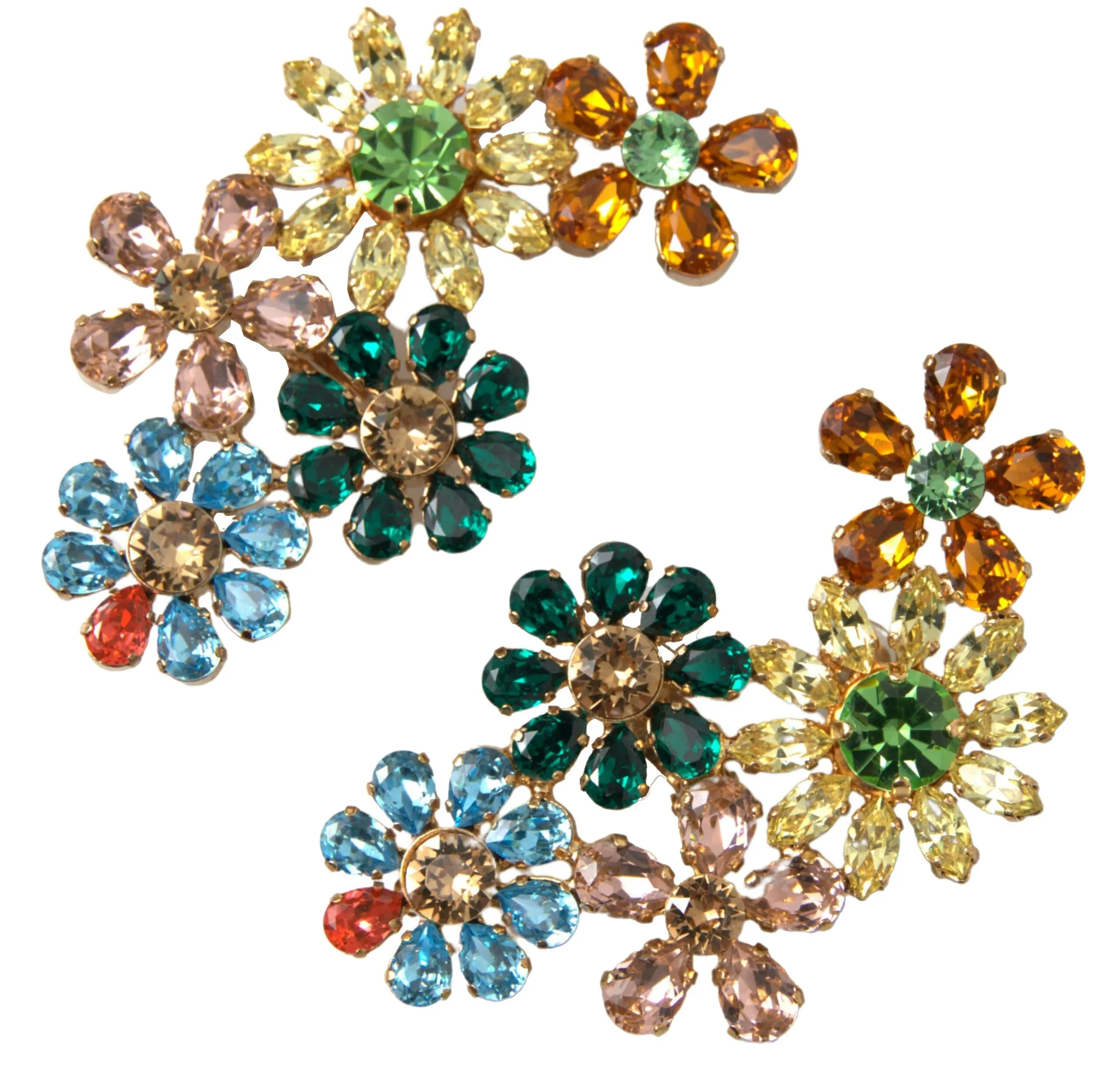 Dolce & Gabbana Women's Multicolor Crystal Floral Dangle Earrings