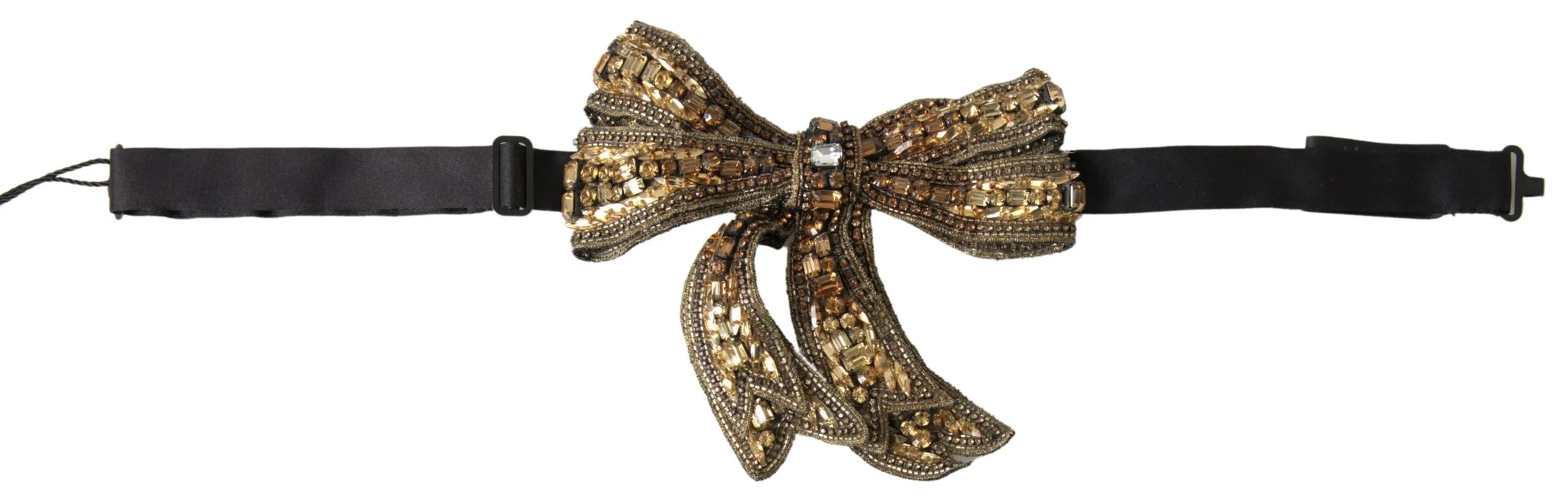 Dolce & Gabbana Women's Gold Crystal Embellished Silk Bowtie
