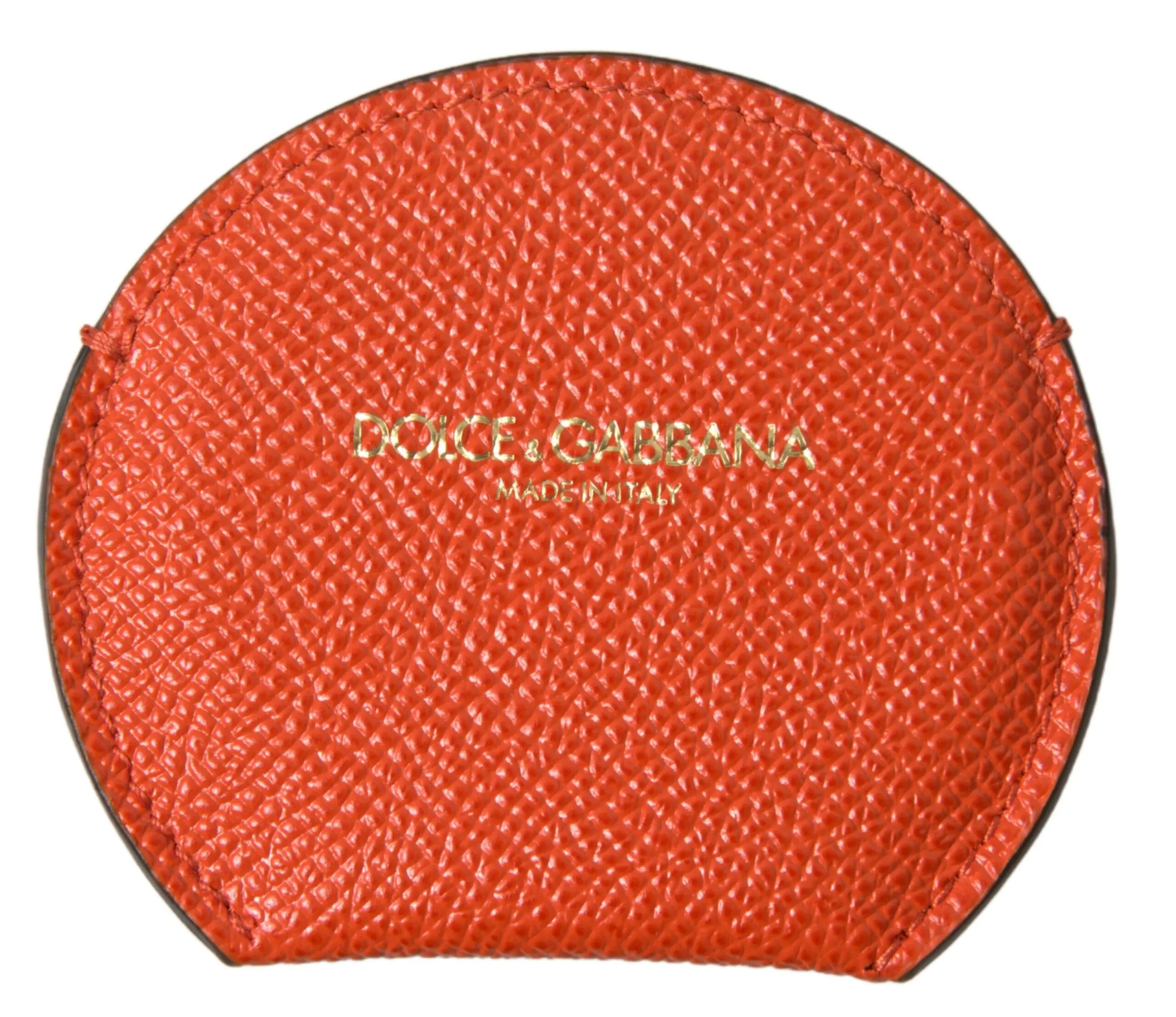 Dolce & Gabbana Women's Elegant Orange Calfskin Mirror Holder