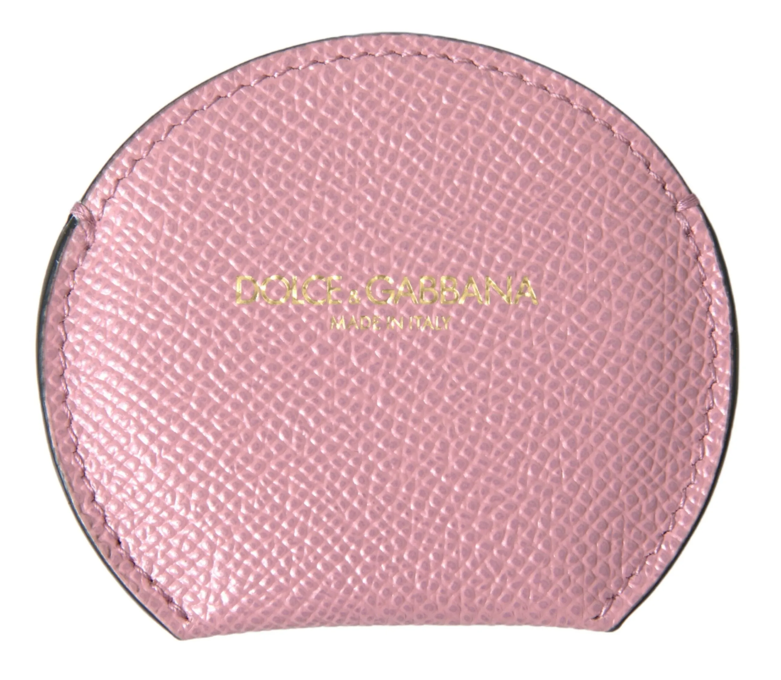 Dolce & Gabbana Women's Elegant Pink Leather Hand Mirror Holder