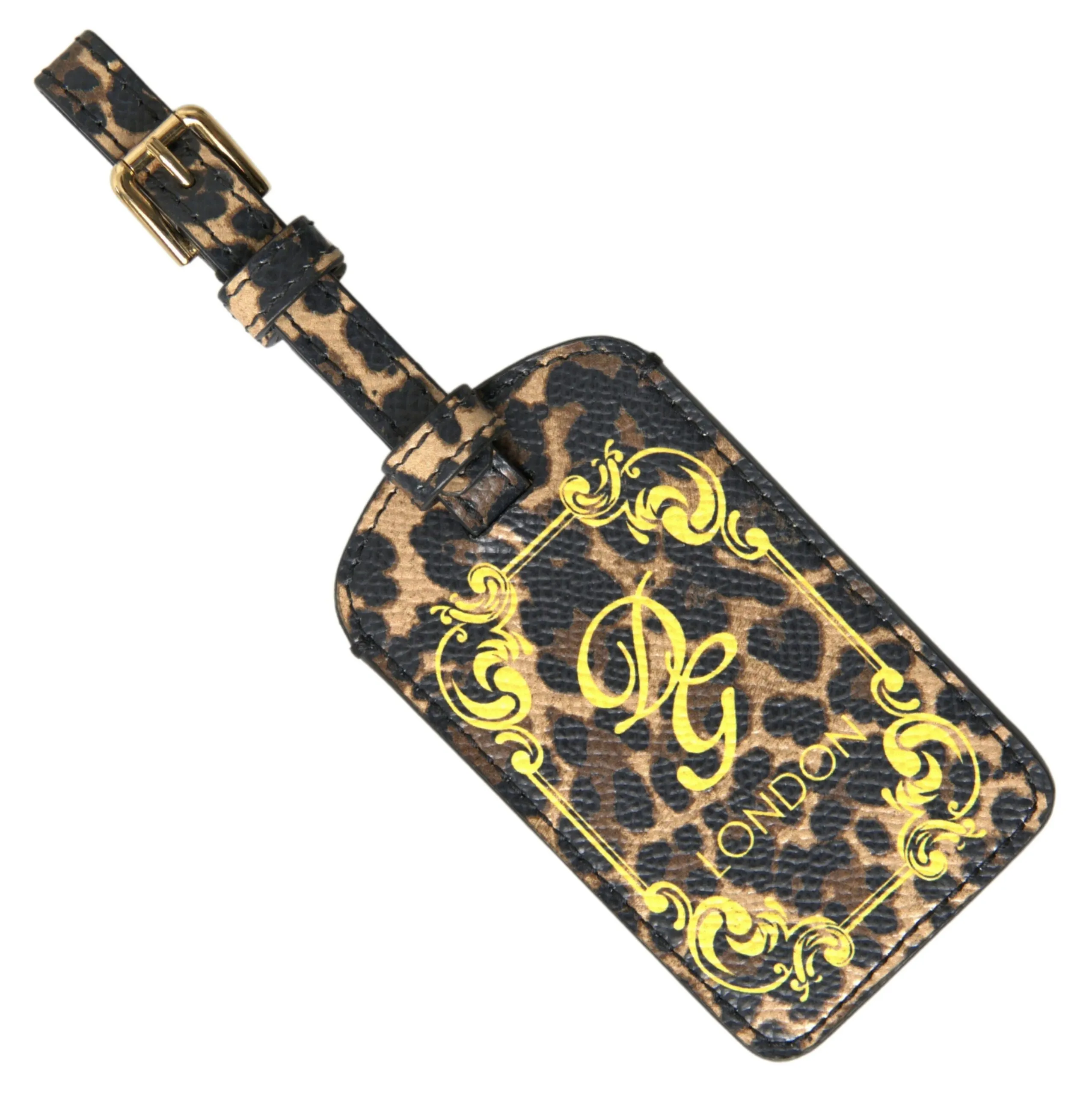 Dolce & Gabbana Women's Elegant Leopard Leather Luggage Tag
