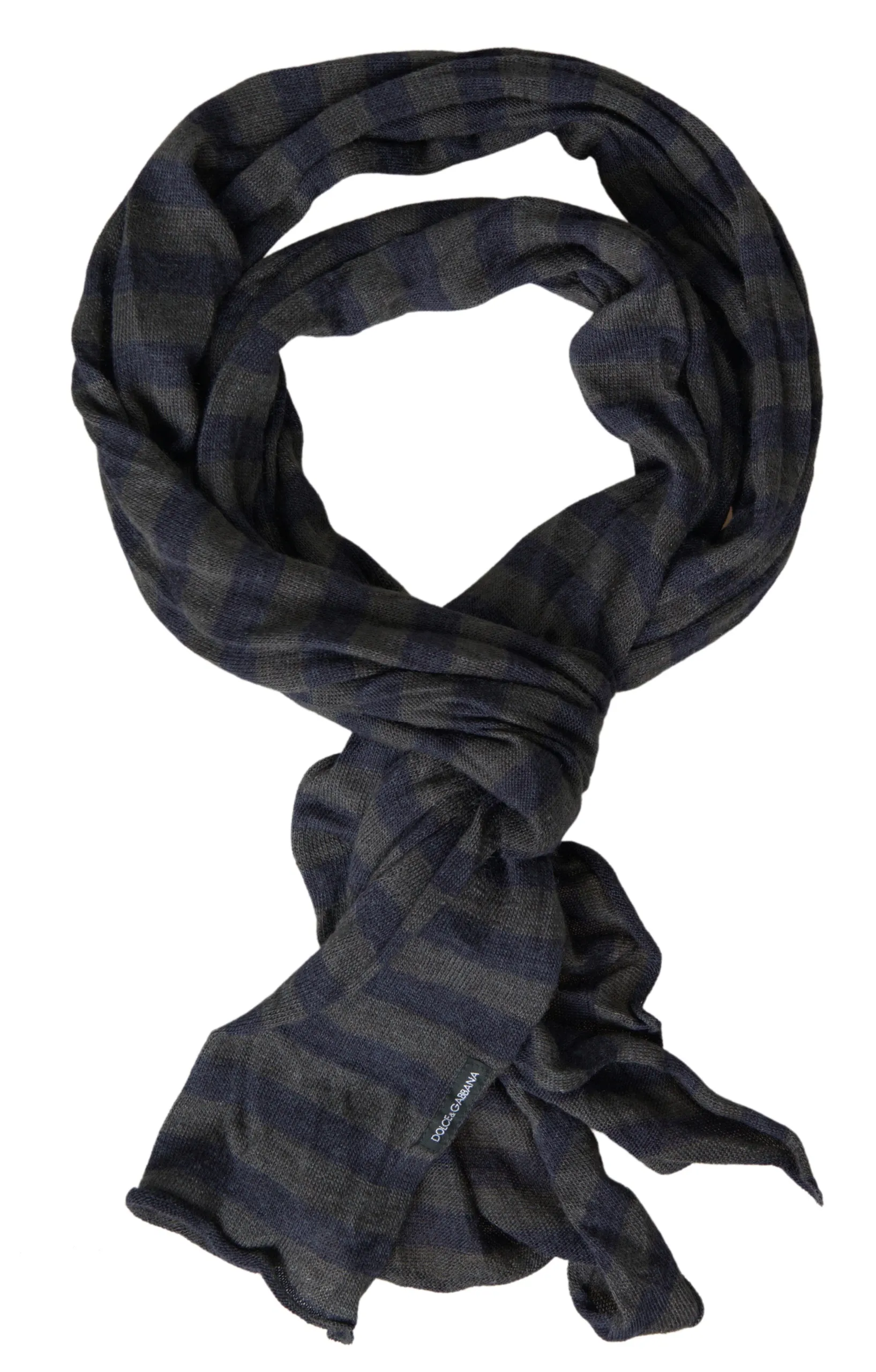 Dolce & Gabbana Elegant Striped Men's Scarf in Gray Blue Tones