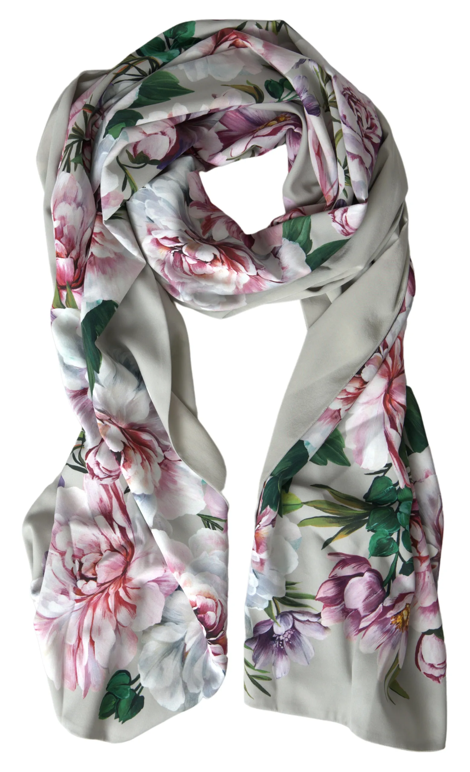 Dolce & Gabbana Women's Elegant Silver Silk Blend Scarf