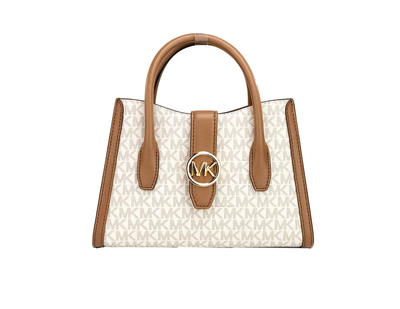 Michael Kors Women's Gabby Small Vanilla PVC Top Zip Satchel Crossbody Bag Purse