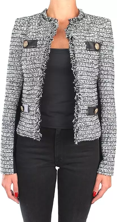 Liu Jo Women's Elegant Knit Jacket with Eco-Leather Accents