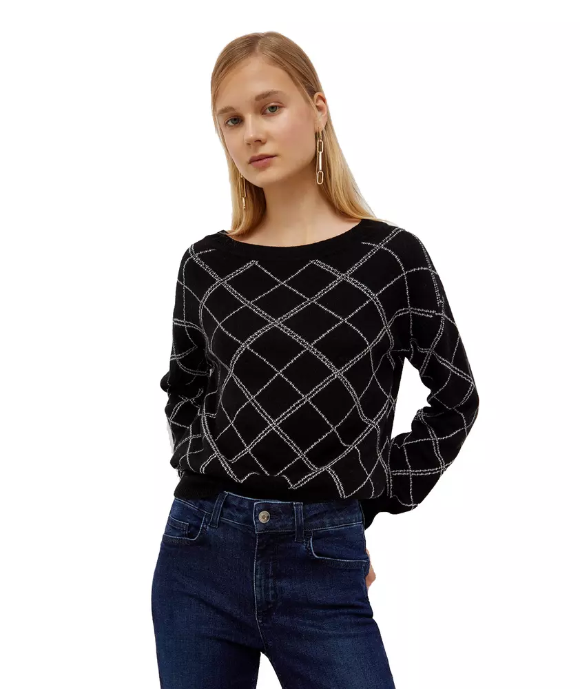 Liu Jo Women's Rhinestone Embellished Check Sweater