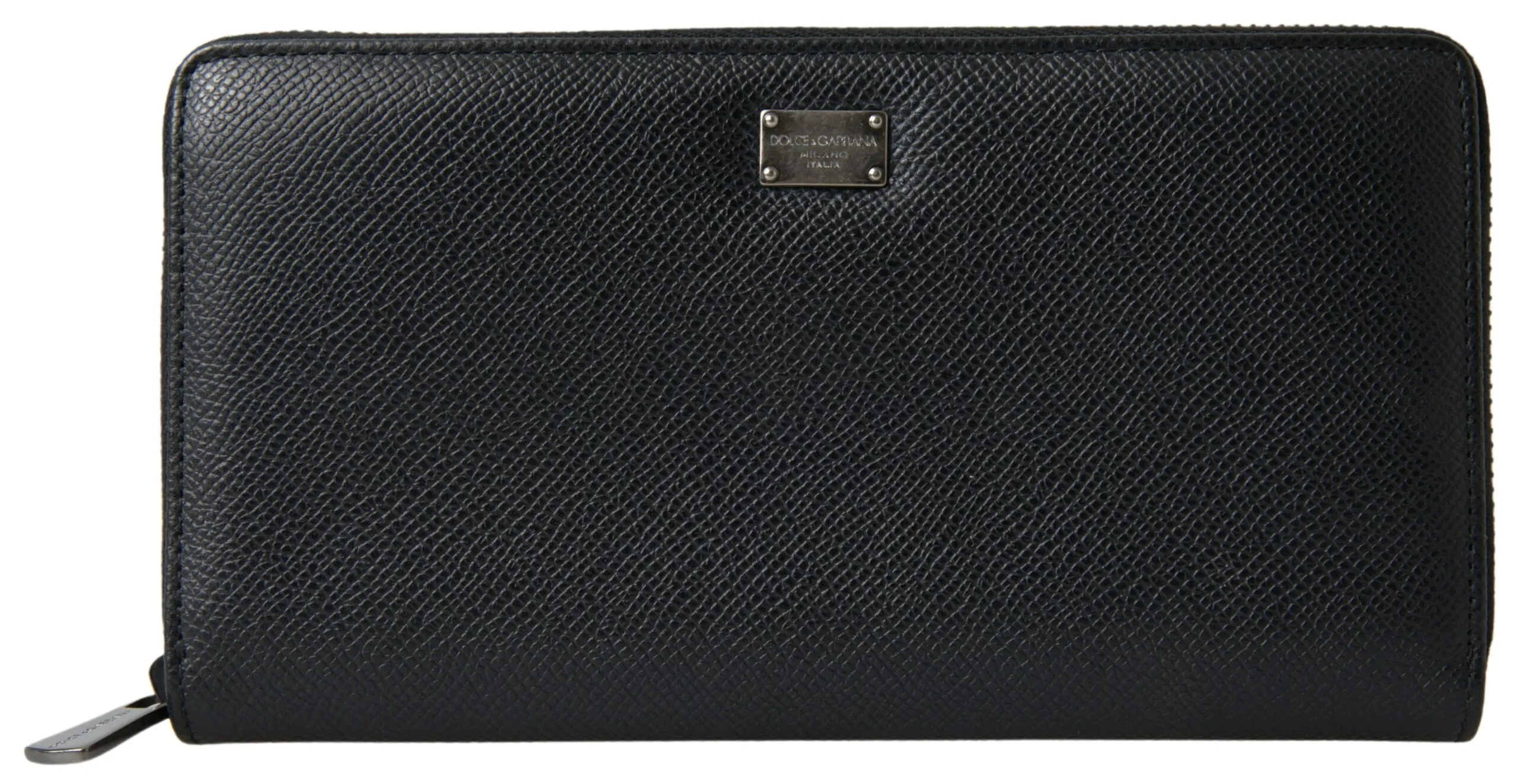 Dolce & Gabbana Men's Elegant Black Leather Zip Wallet