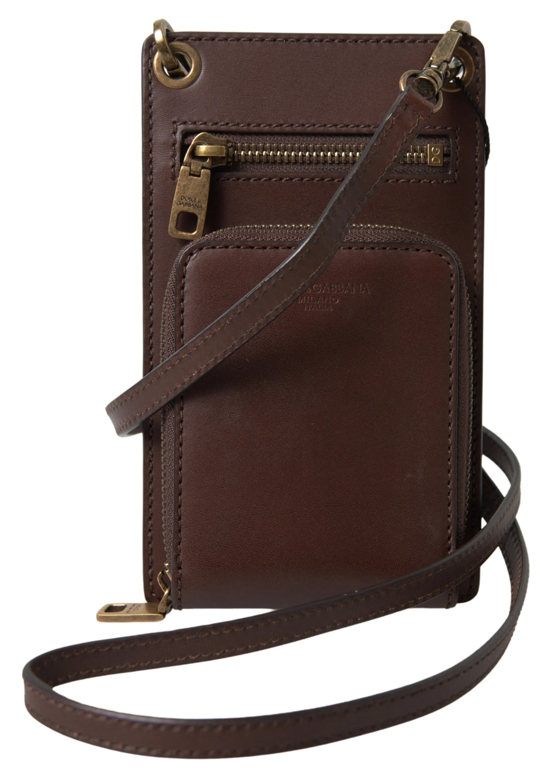 Dolce & Gabbana Men's Elegant Calfskin Leather Crossbody Phone Bag