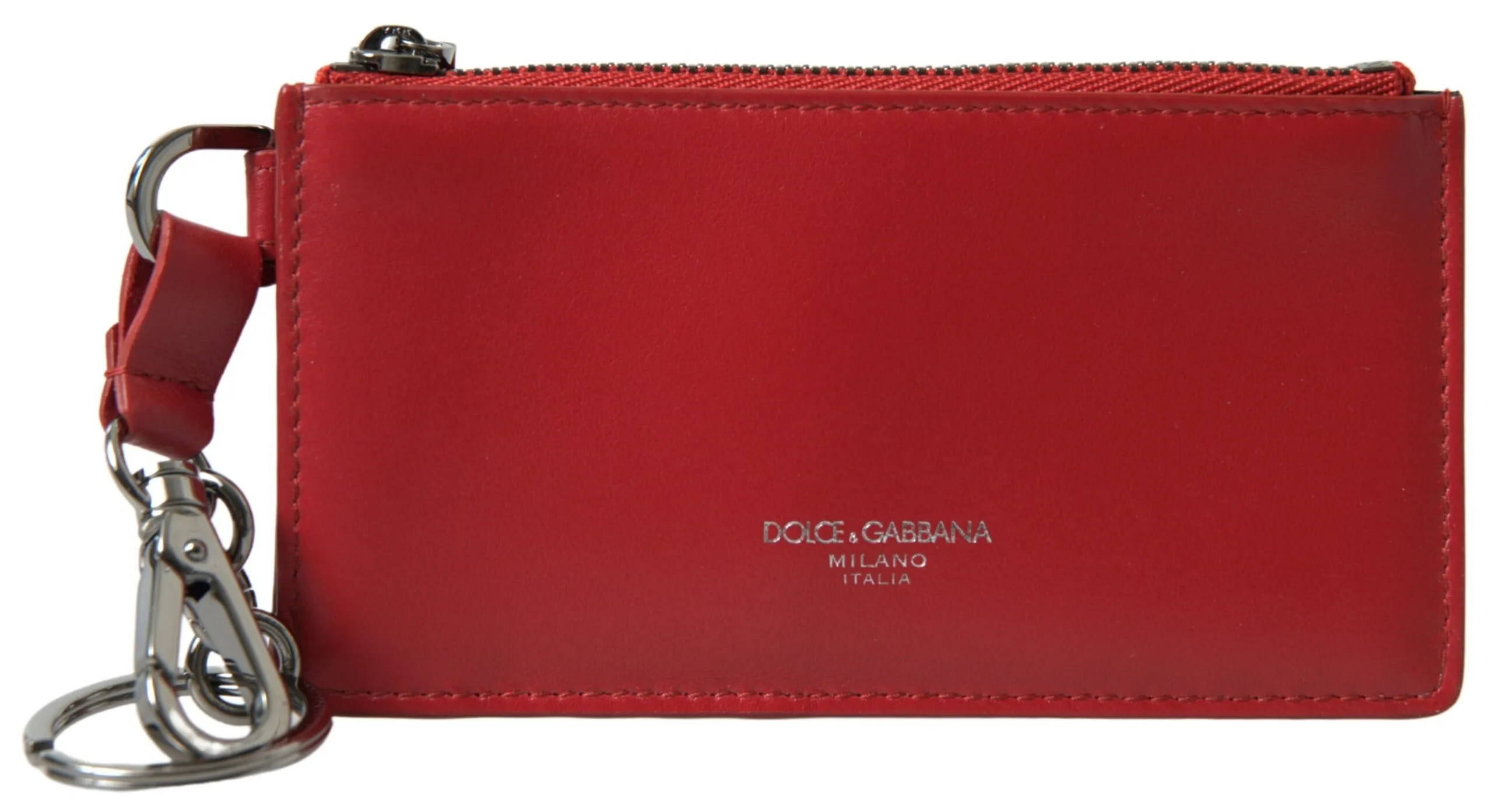 Dolce & Gabbana Men's Chic Red Leather Card Holder Wallet